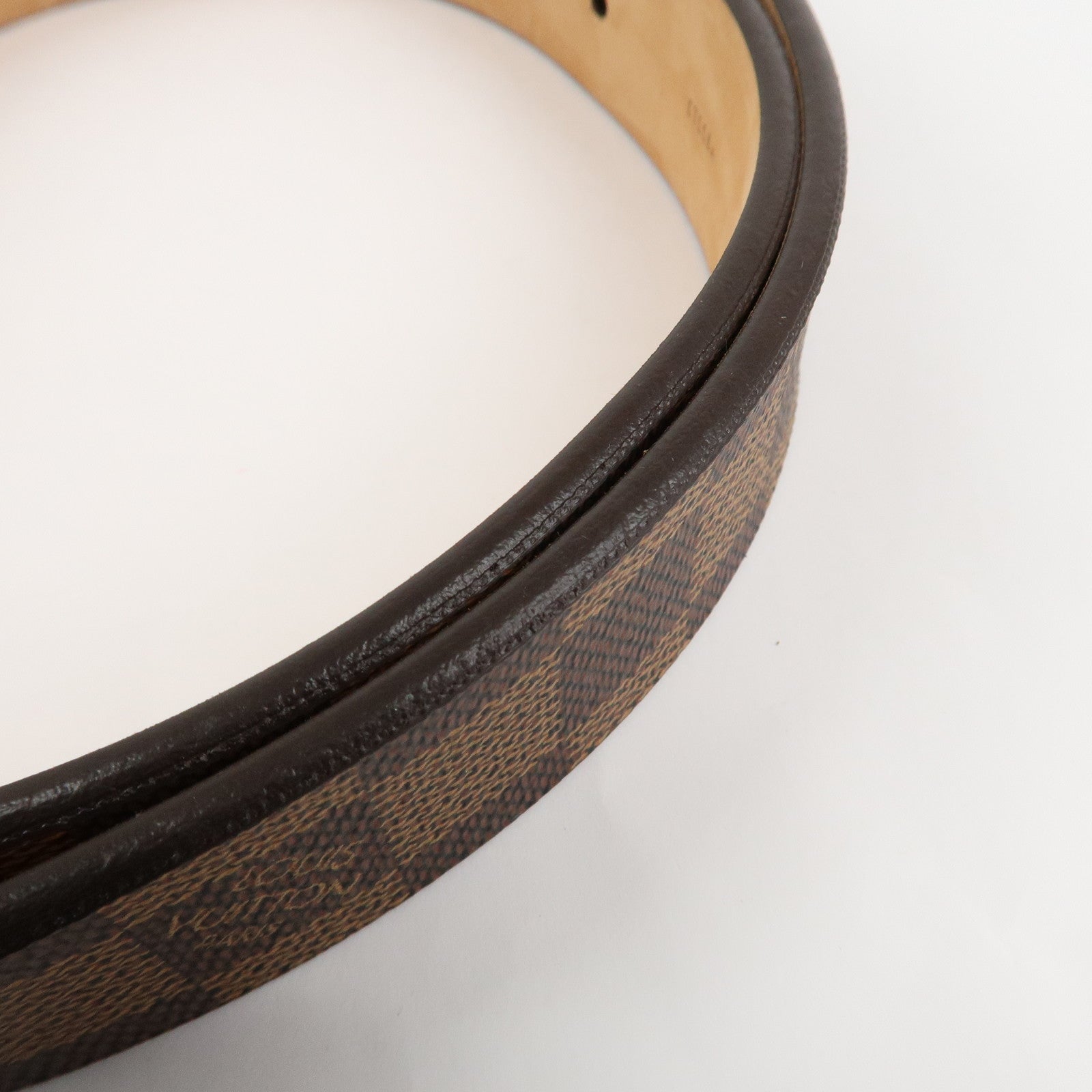 AuthLouis Vuitton Damier Ebene Saint Tulle Belt Carre 85/34 M6803V Used