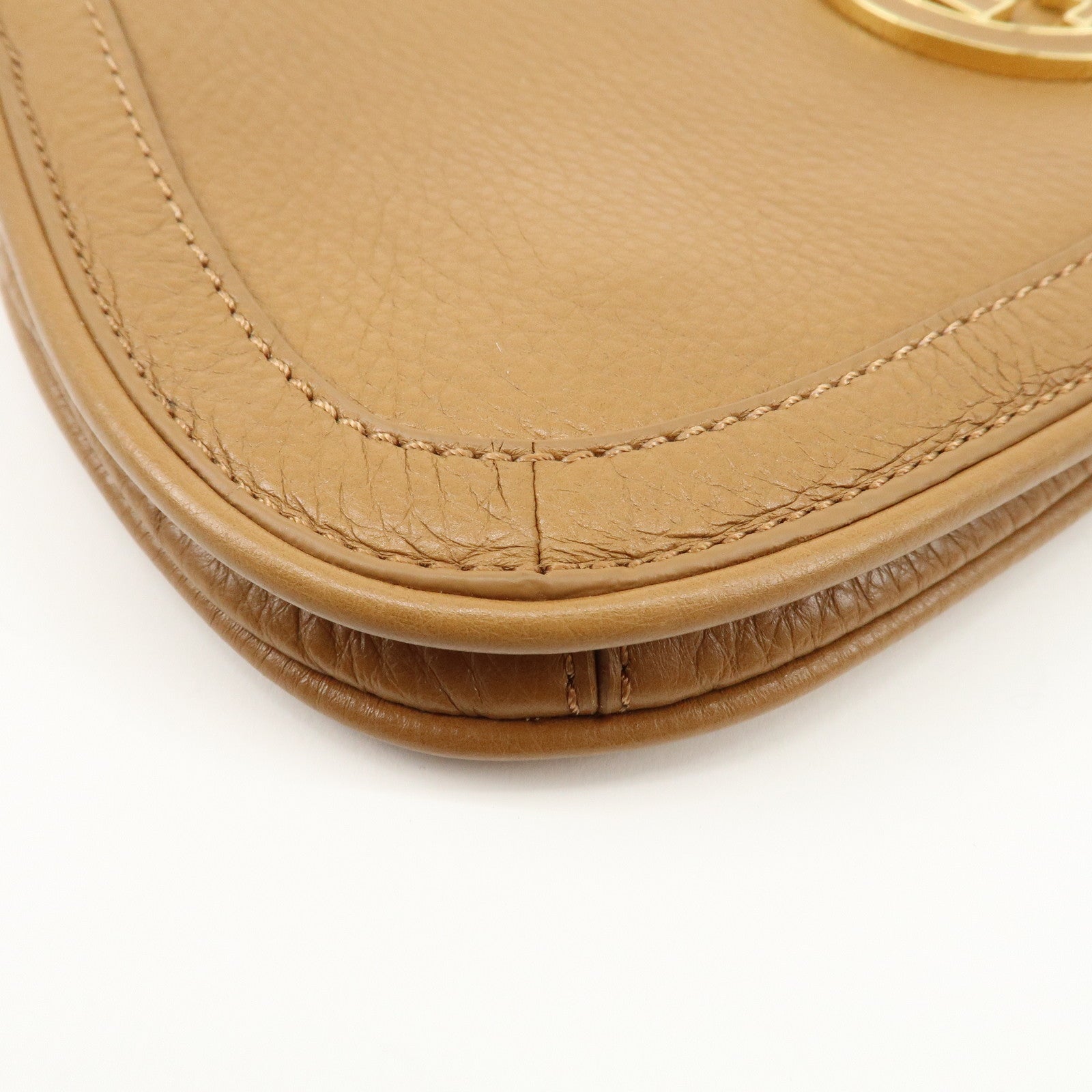 Tory Burch Leather Chain Shoulder Bag Hand Bag Light Brown Used