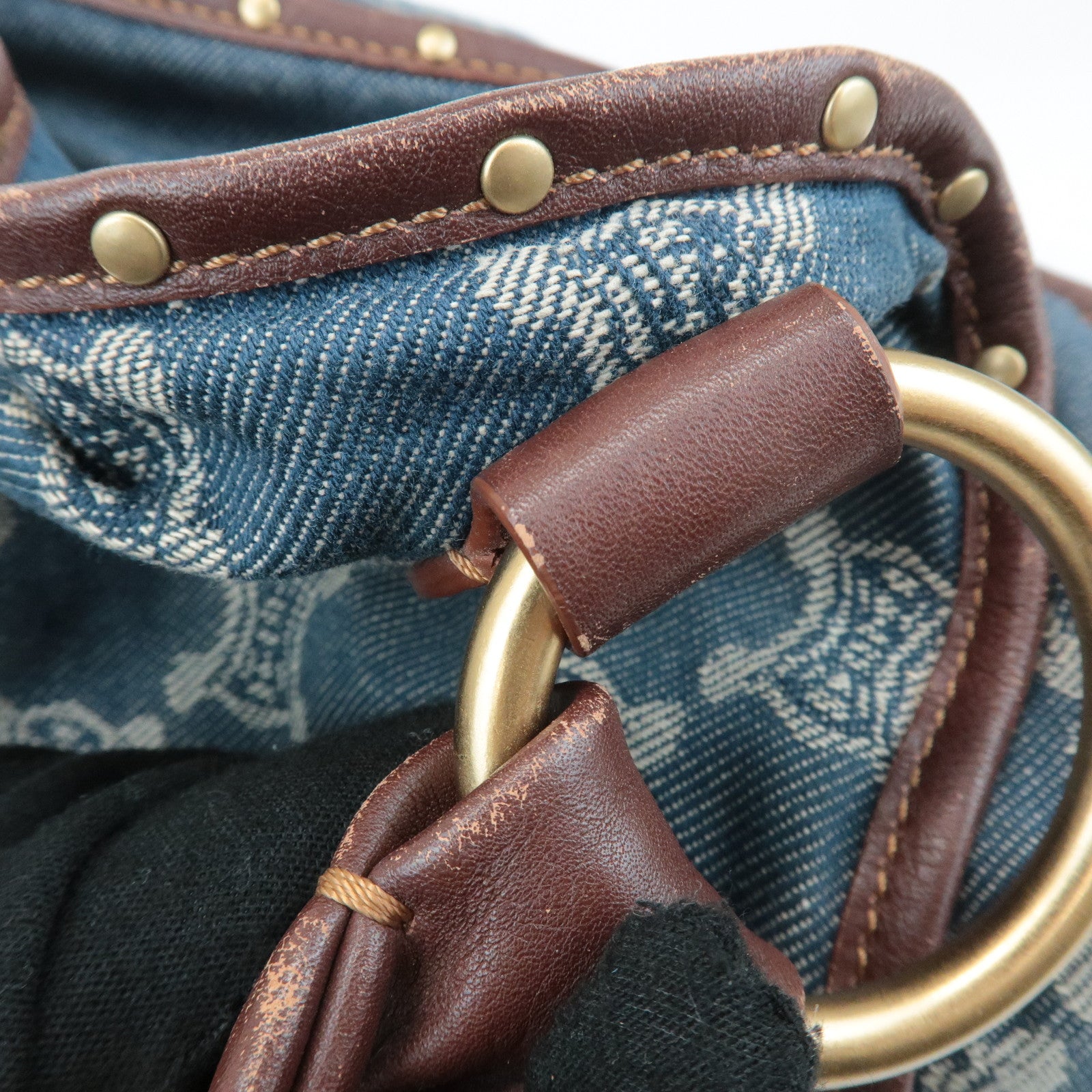 CELINE Macadam Denim Leather Bitter Sweet Shoulder Bag Used