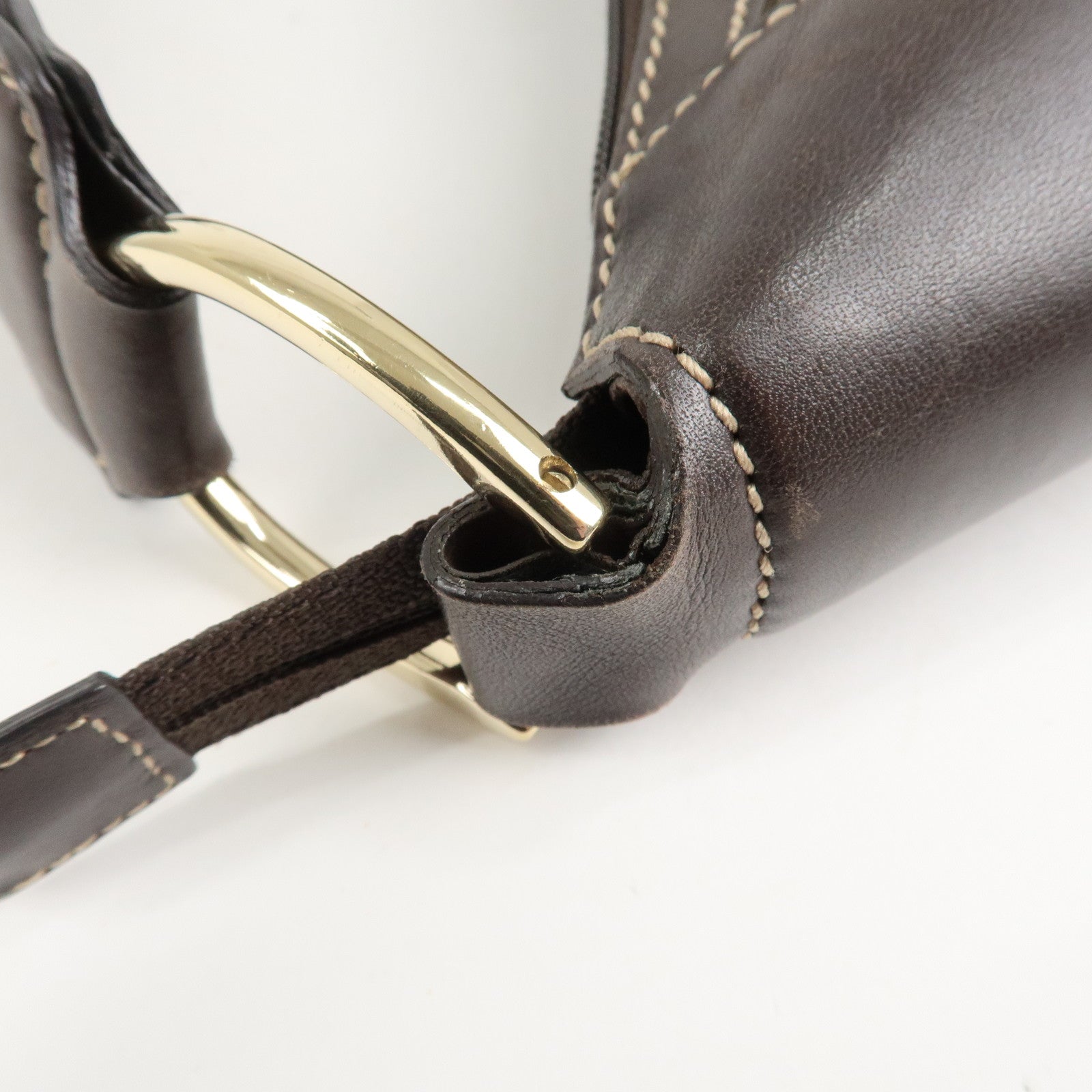 GUCCI GG Crystal Leather Shoulder Bag Hand Bag Brown 257297 Used