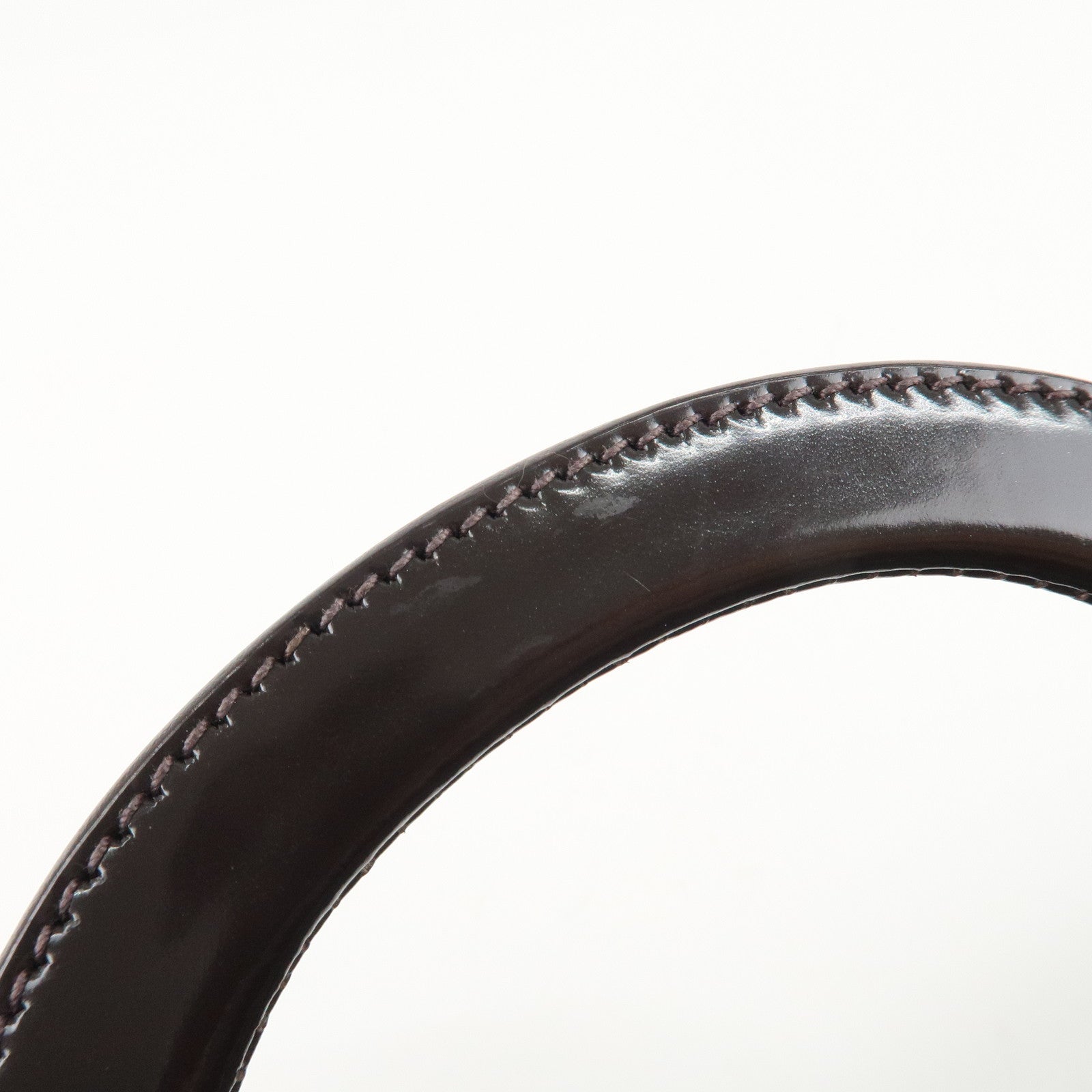 PRADA Nylon Patent Leather 2Way Bag Beige Black Dark Brown Used