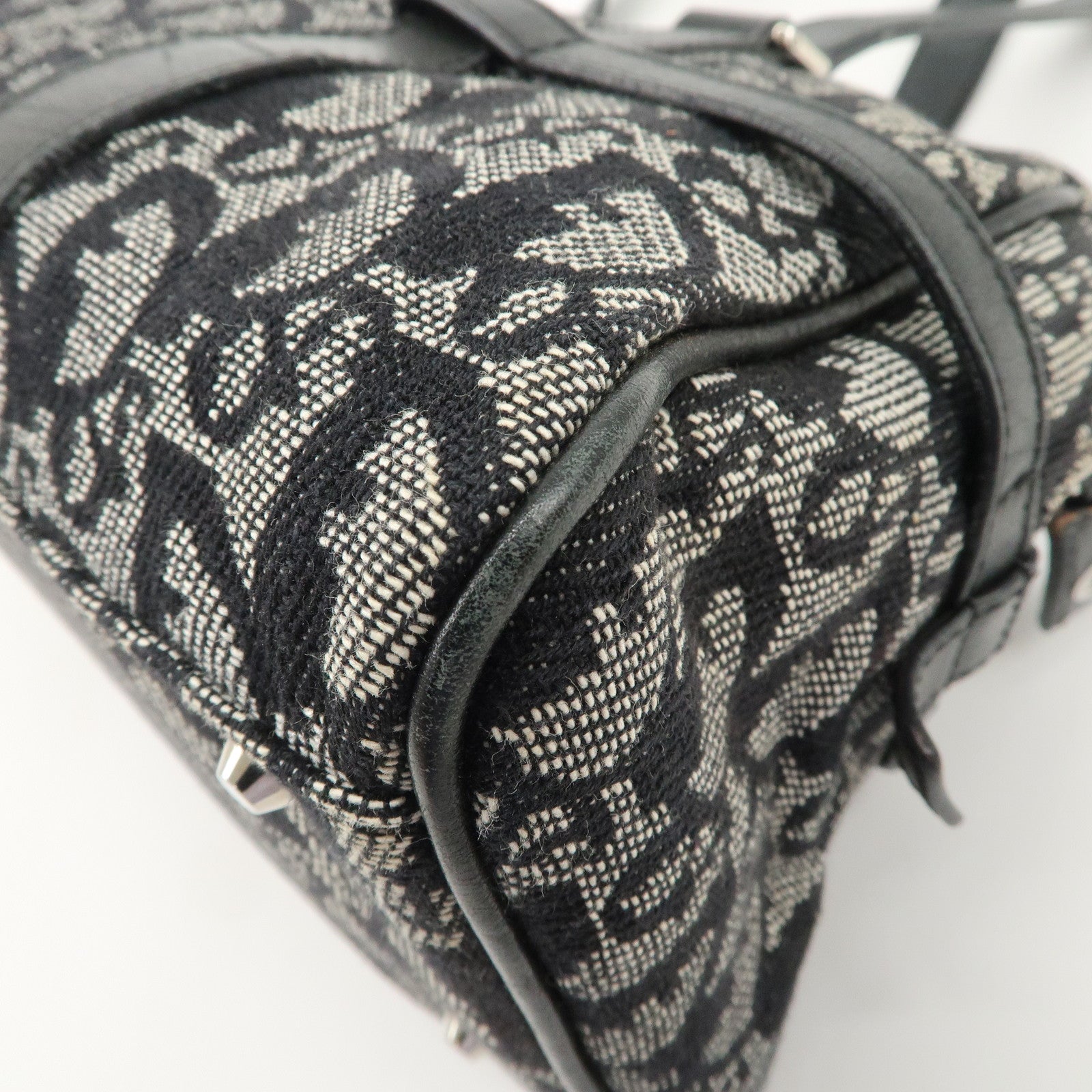 Christian Dior Trotter Canvas Leather Mini Boston Bag Navy Used