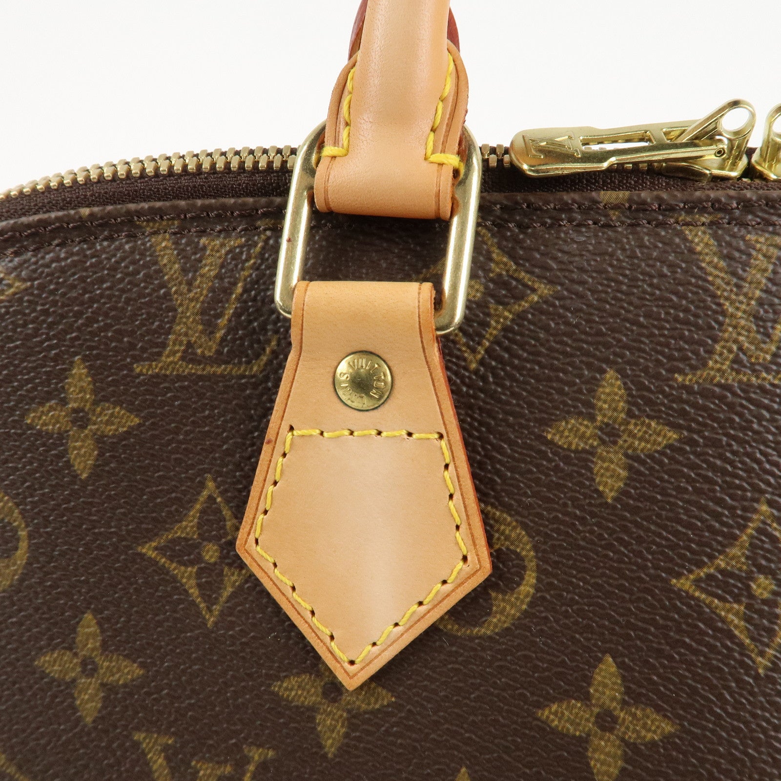 Louis Vuitton Monogram Alma Hand Bag Brown Gold Hardware M51130 Used
