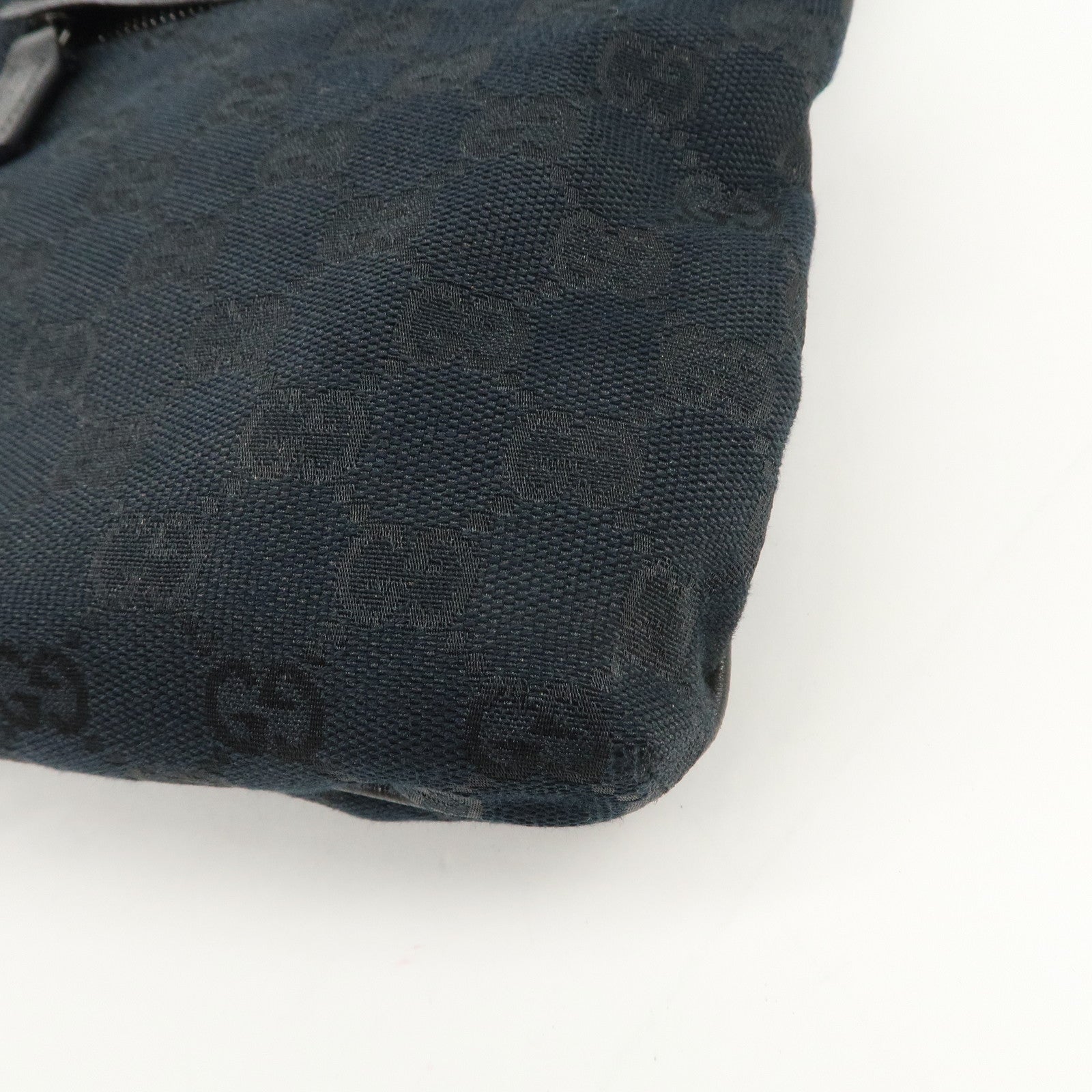 GUCCI Sherry GG Canvas Leather Shoulder Bag Black 169937 Used