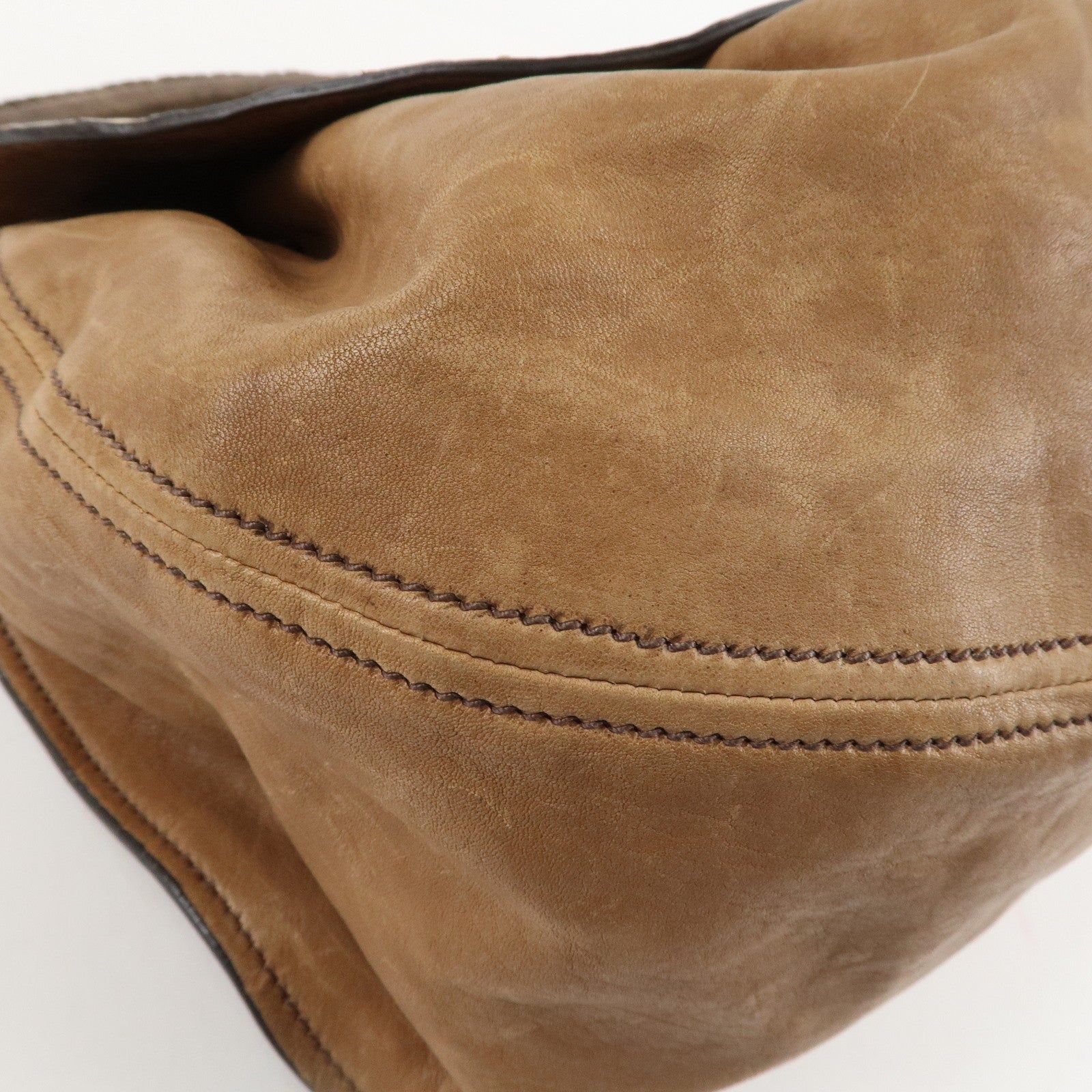 MIU MIU Leather 2Way Bag Hand Bag Shoulder Bag Brown Gold HDW Used