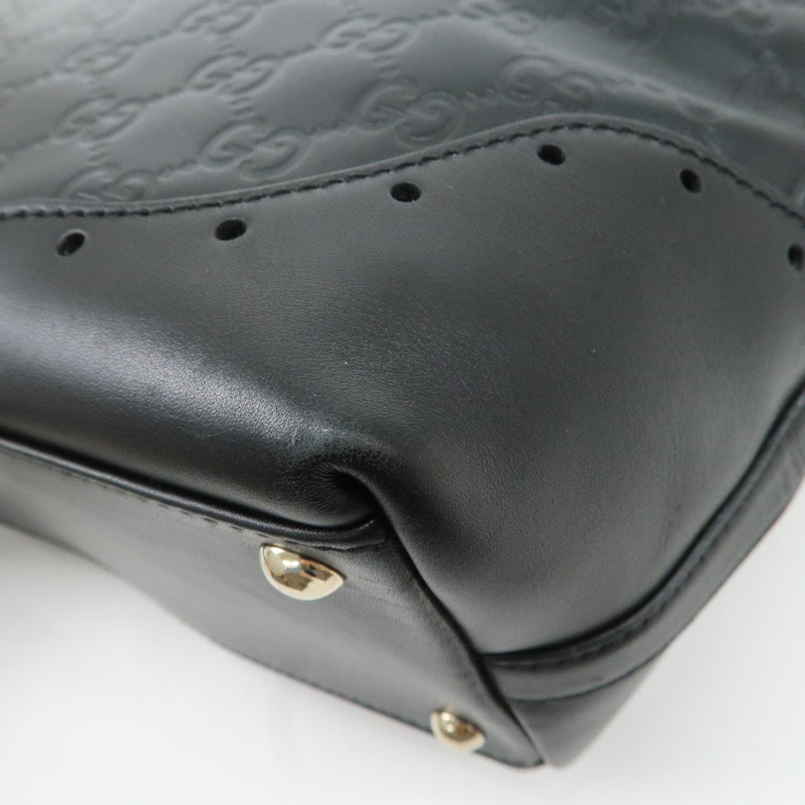 GUCCI Guccissima Leather Tote Bag Hand Bag Black 145993 Used