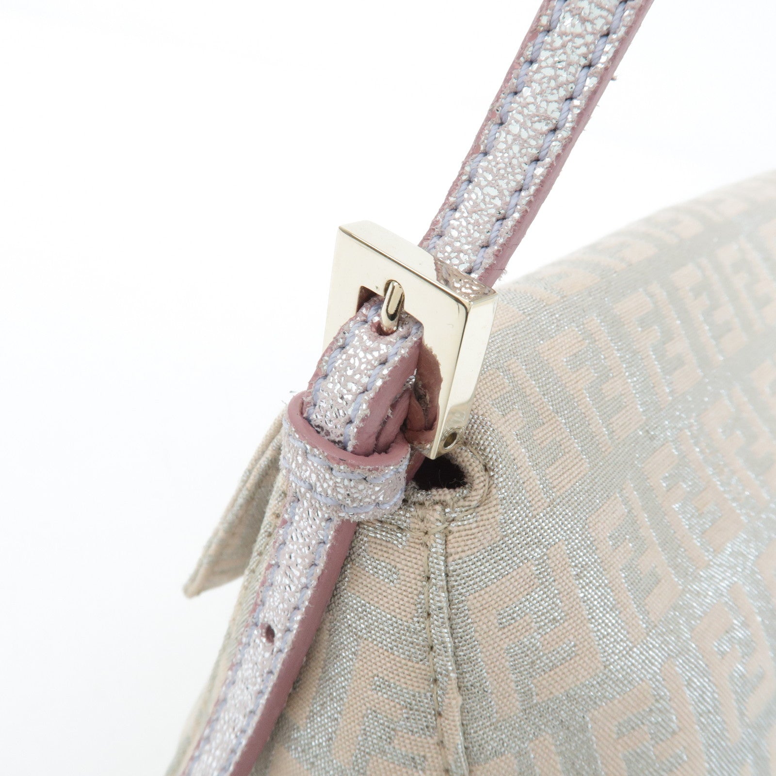 FENDI Mini Mamma Baguette Canvas Leather Shoulder Bag Beige 8BR180 Used
