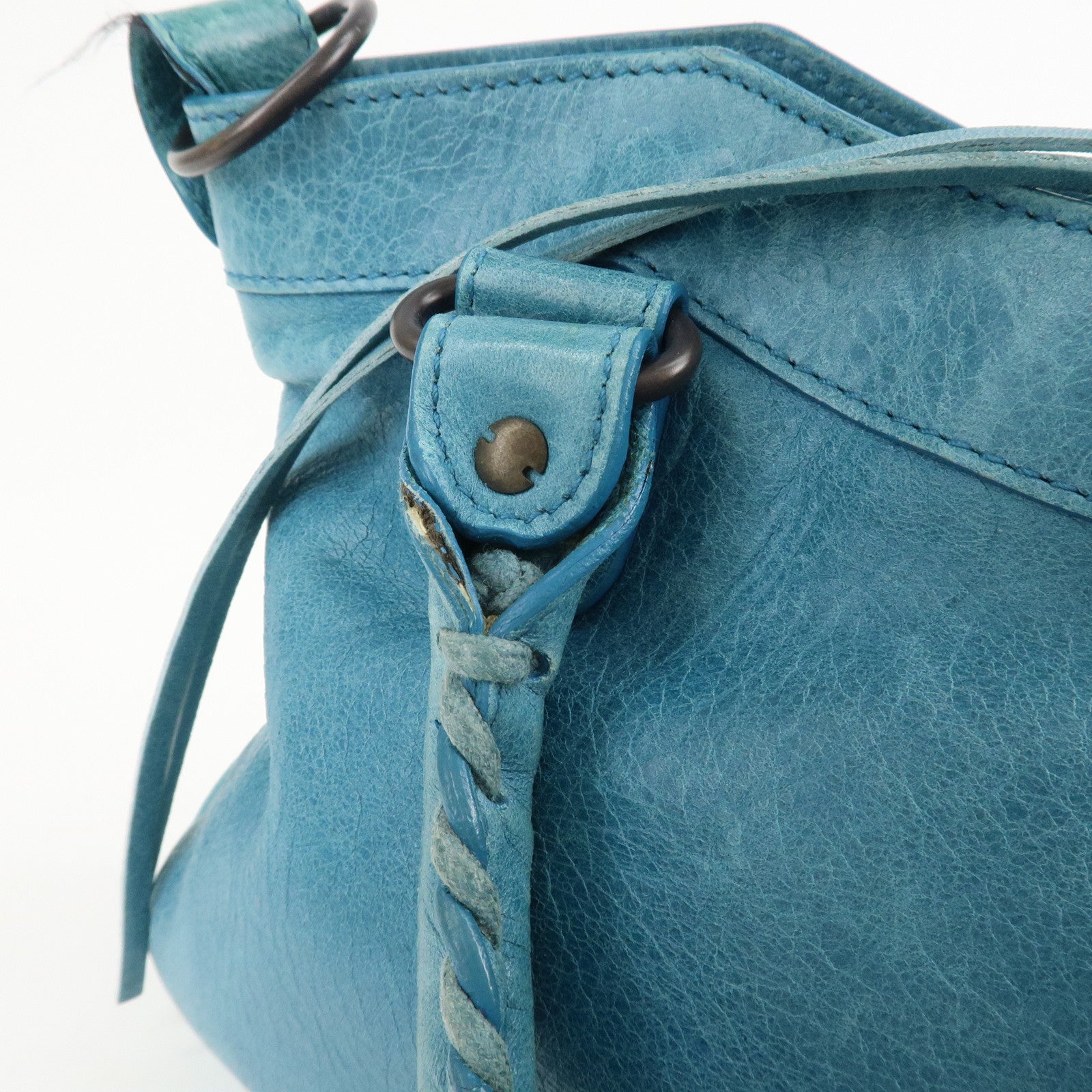 BALENCIAGA The First Leather 2Way Shoulder Bag Hand Bag Blue Used
