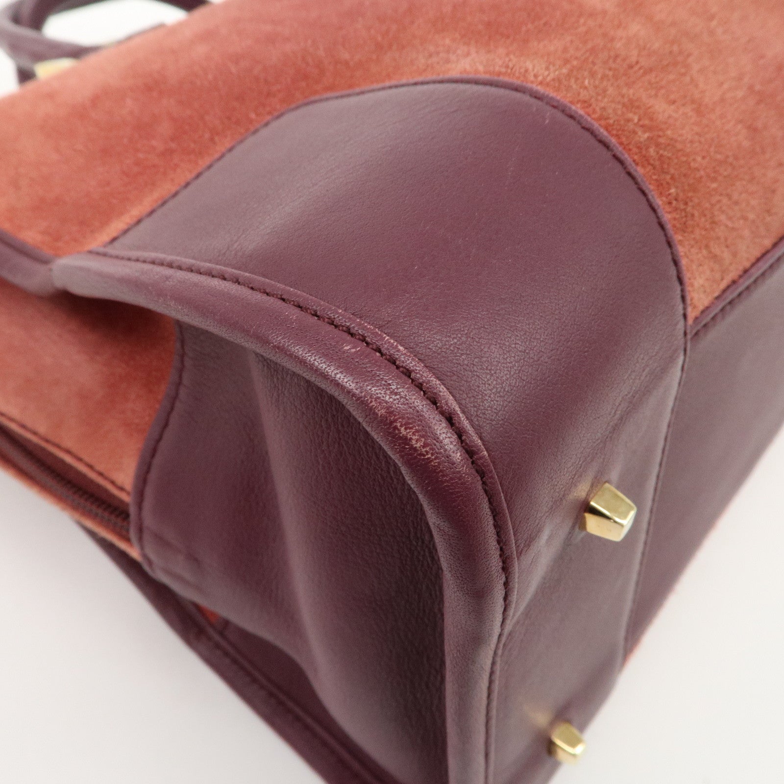 LOEWE Anagram Suede Leather Amazona 32 Hand Bag Pink Purple Used