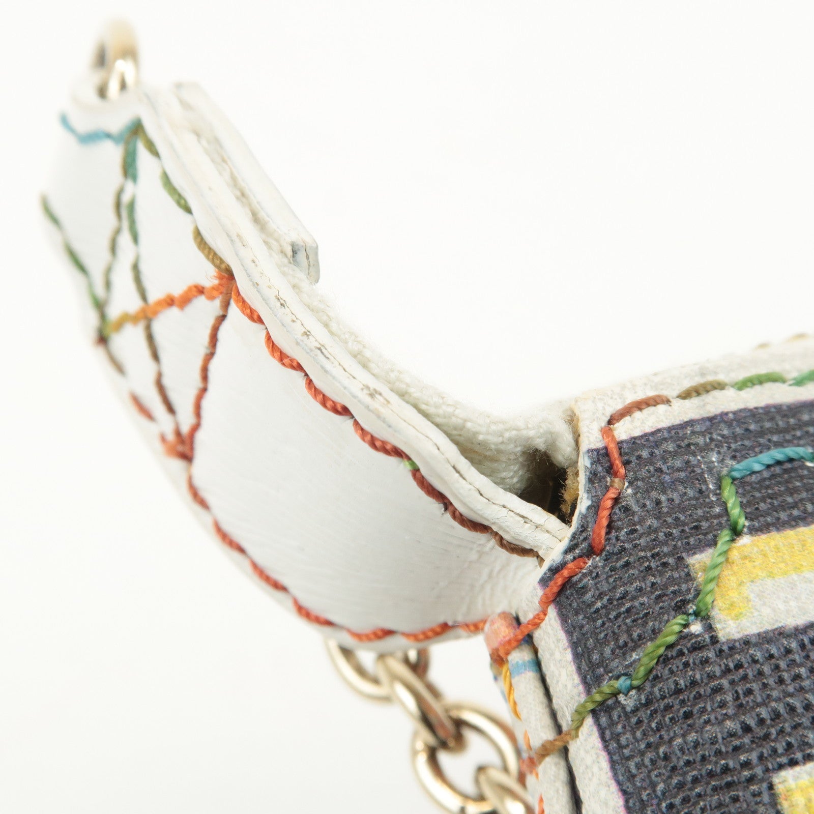 FENDI Zucca Print PVC Chain Accessory Pouch Multicolor 8BR592 Used