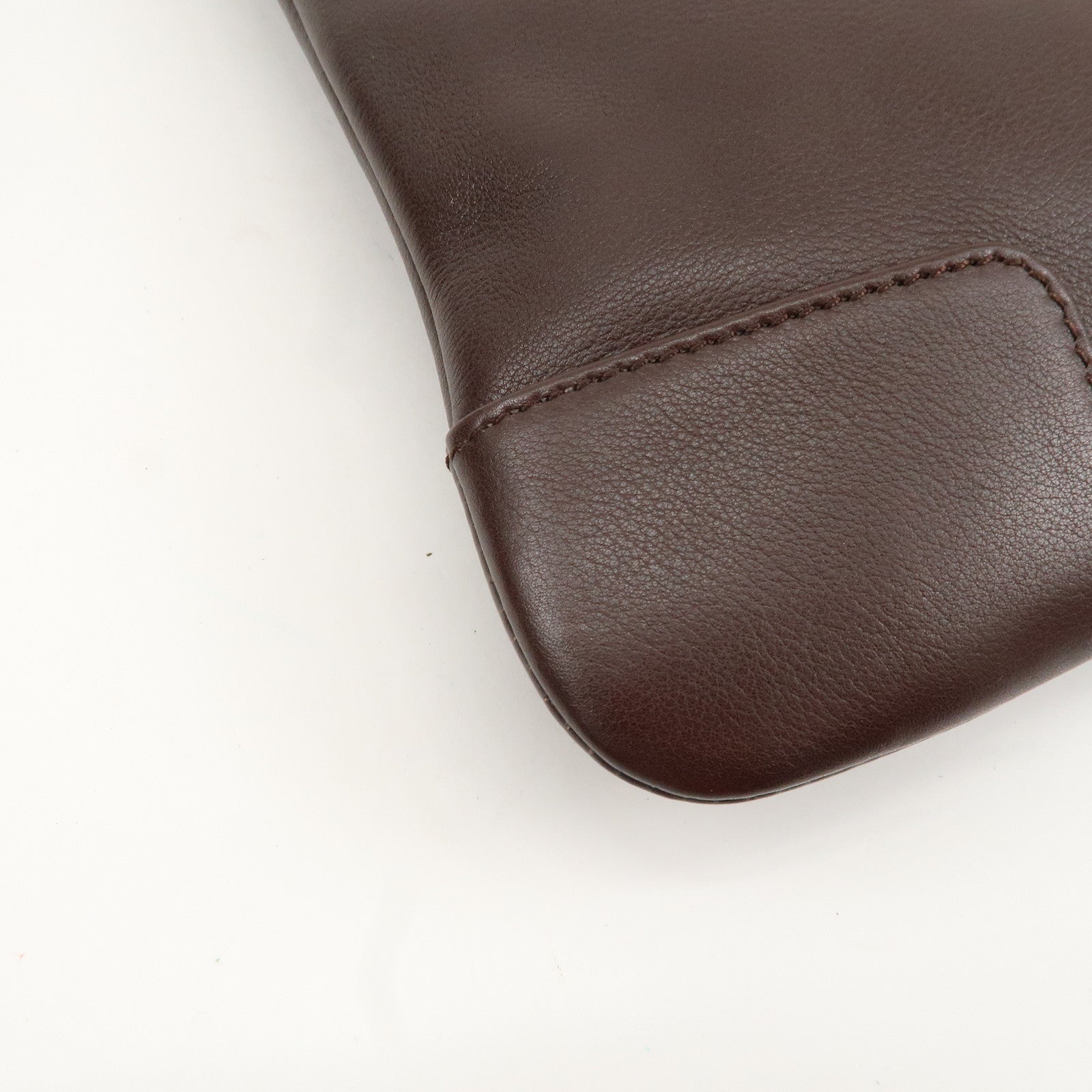 LOEWE Anagram Leather Shoulder Bag Brown Silver Hardware Used