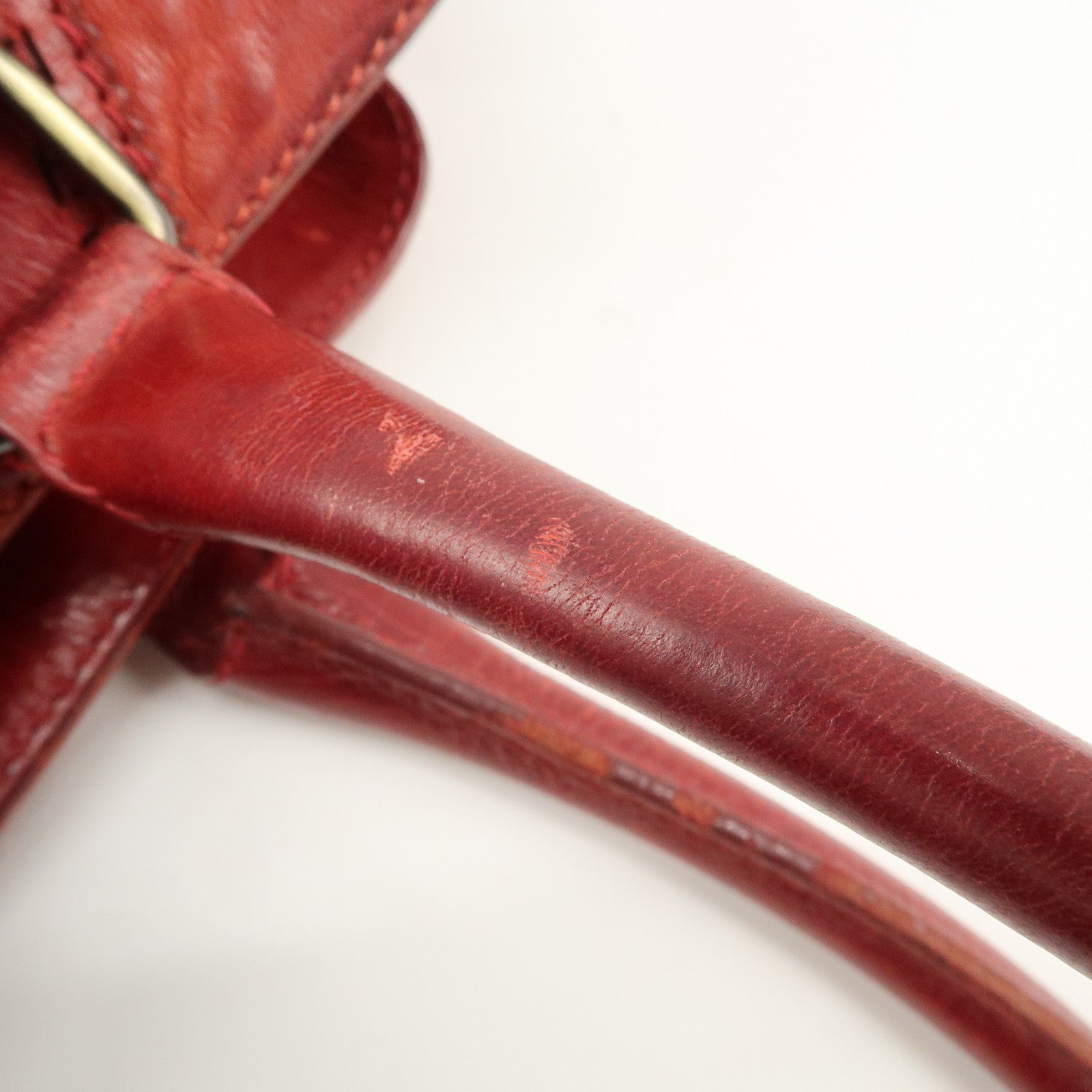 FENDI Ethnico Leather Tote Bag Shoulder Bag Red 8BN162 Used