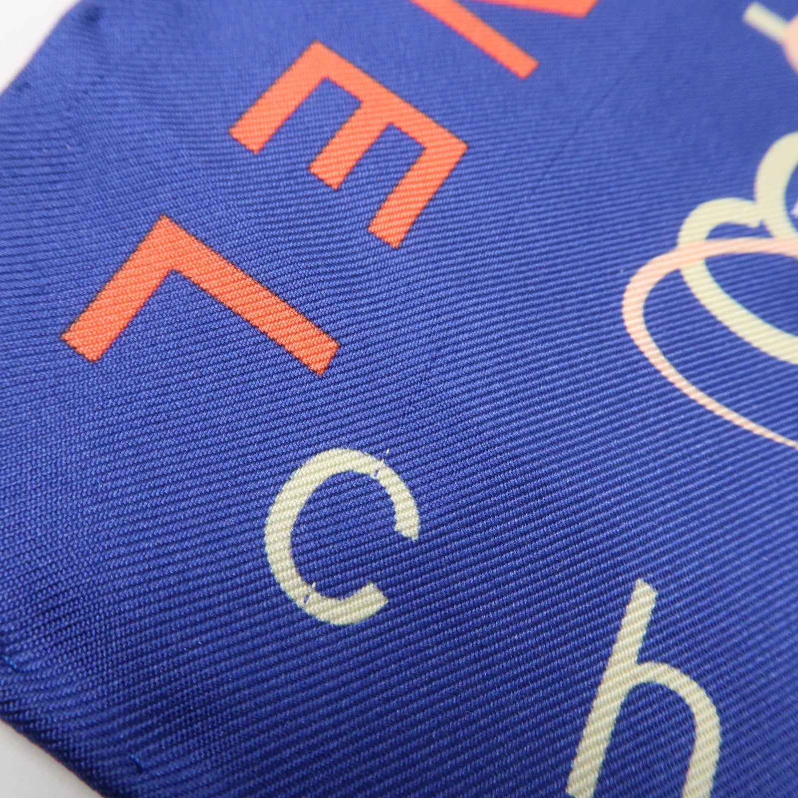 CHANEL Silk 100% Scarf CHANLE Logo Print Blue Used