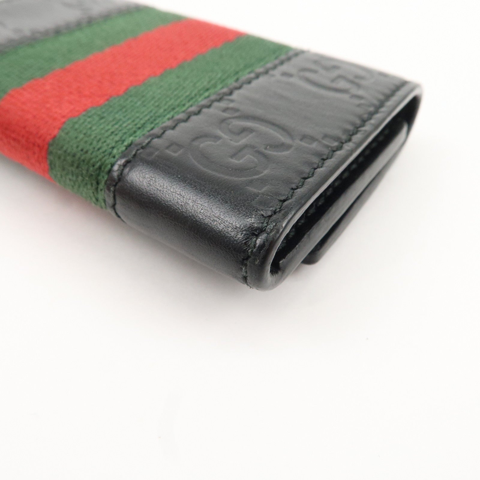 GUCCI Sherry Guccissima Leather 6 Key Case Black 408828 Used