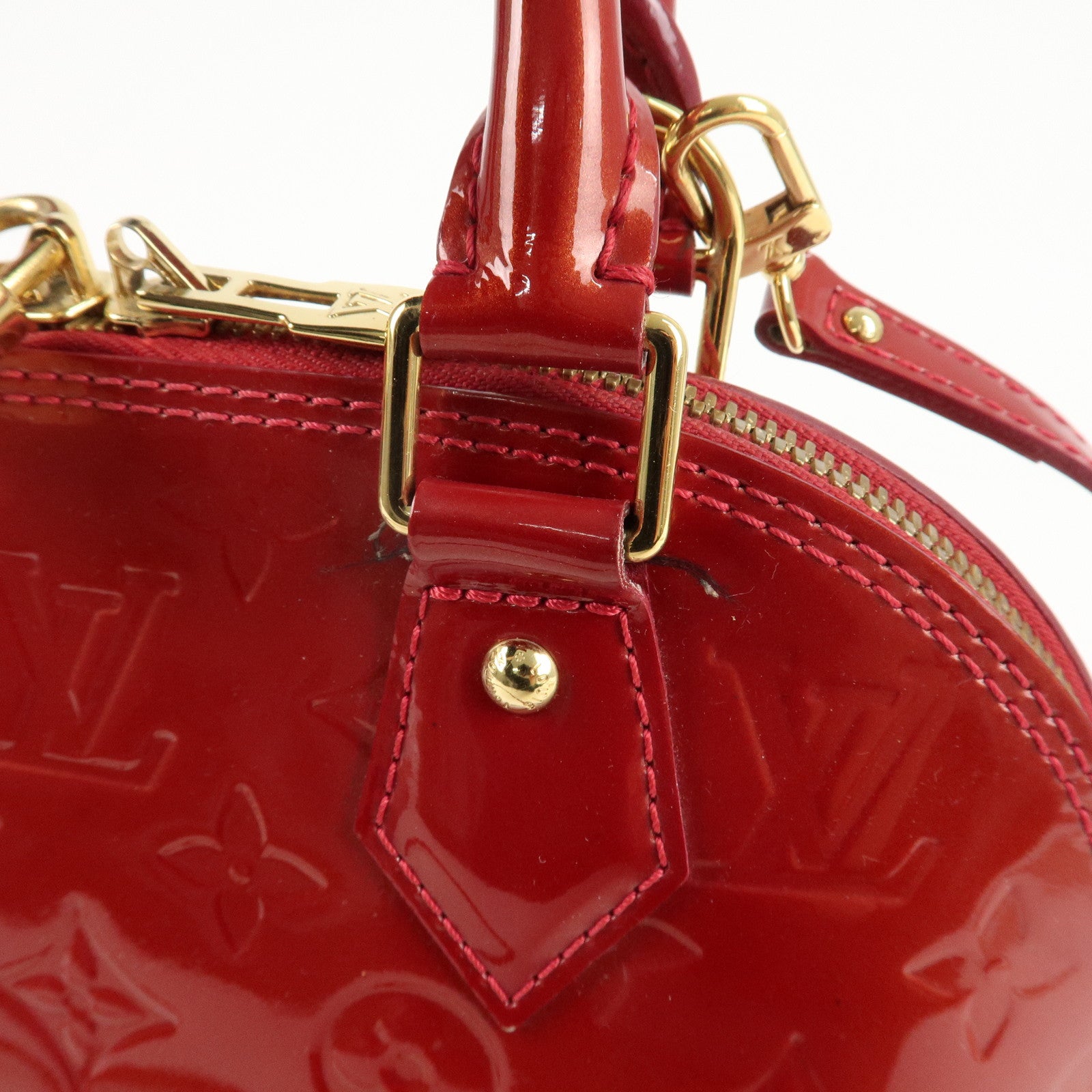 Louis Vuitton Monogram Vernis Alma BB 2Way Bag Red M91606 Used