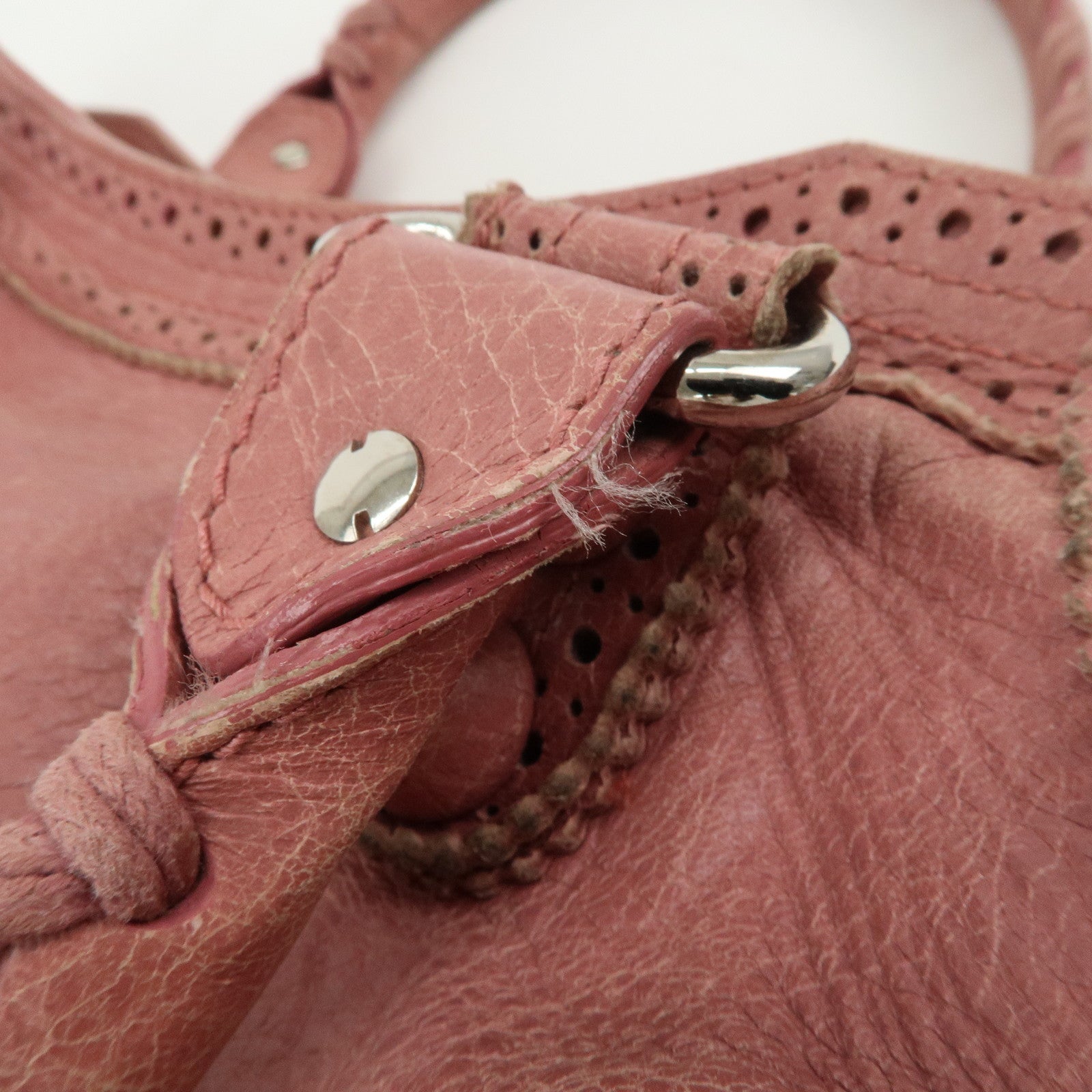 BALENCIAGA Leather Giant Velo 2Way Bag Hand Bag Pink 258045 Used