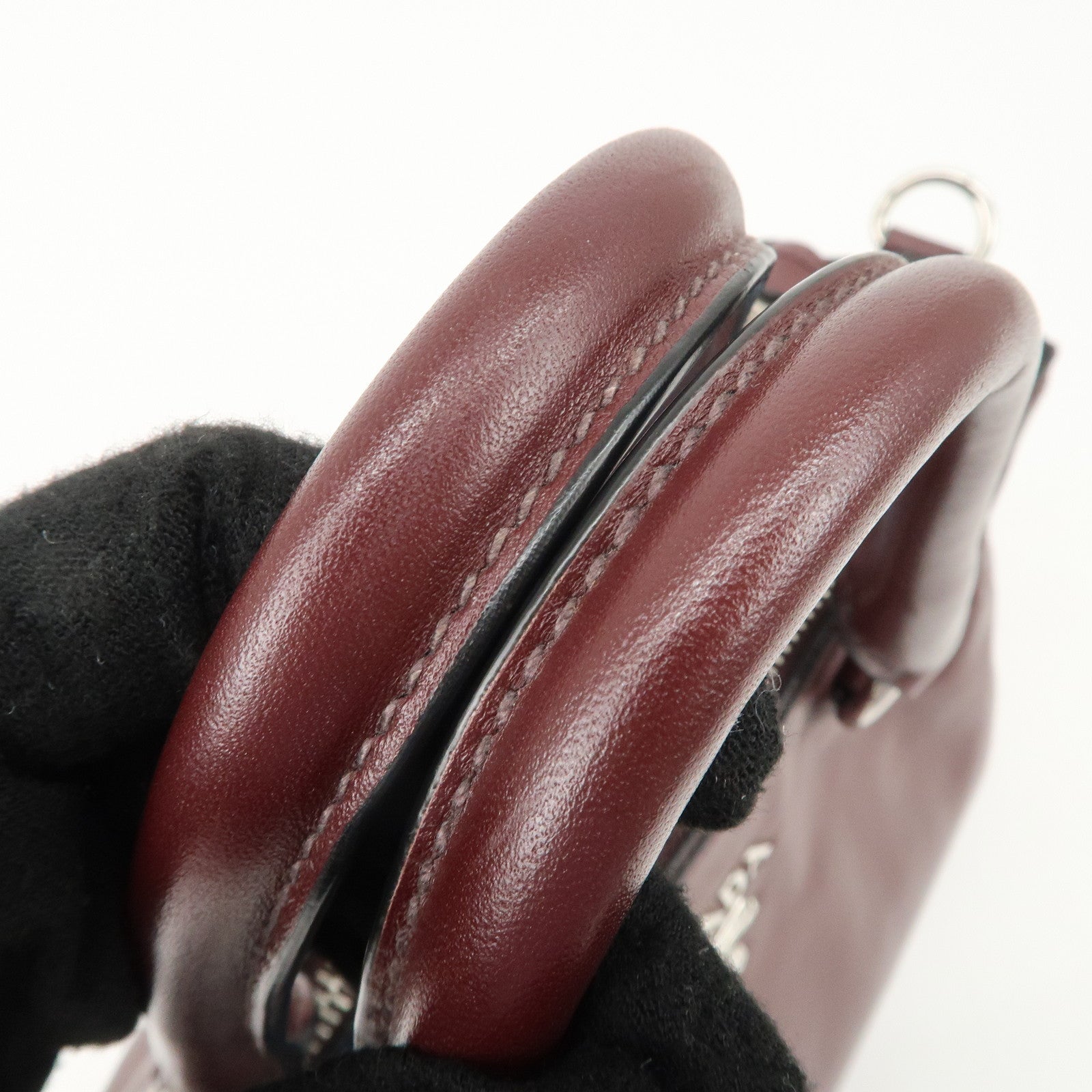 PRADA Leather 2Way Bag Hand Bag Shoulder Bag Bordeaux BN2866 Used