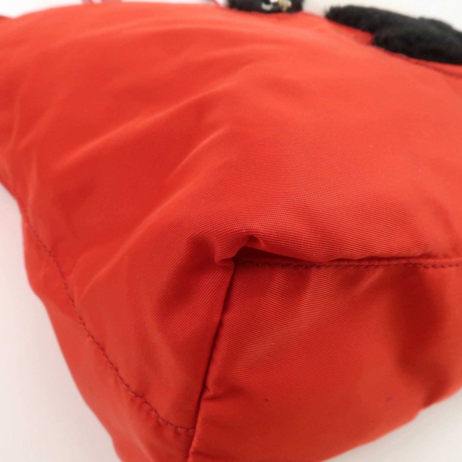 AuthenticPRADA Nylon Leaather Panda Tote Bag Shoudler Bag Red BR4249 Used