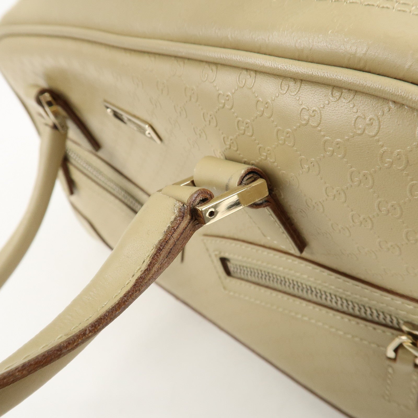 GUCCI Micro Guccissima Leather Hand Bag Beige 000.0852.2123 Used