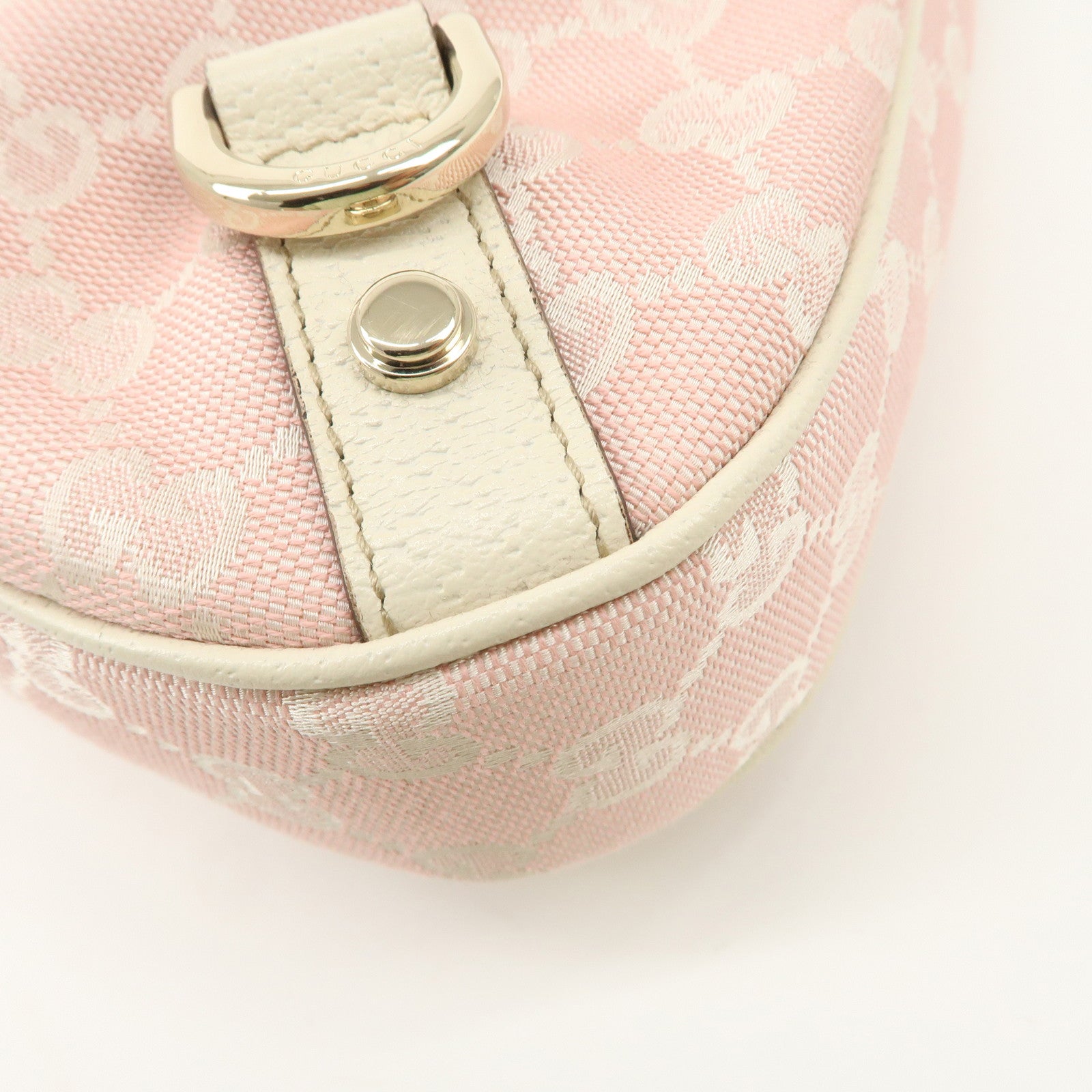 GUCCI Abbey GG Canvas Leather Shoulder Bag Ivory Pink 130738 Used