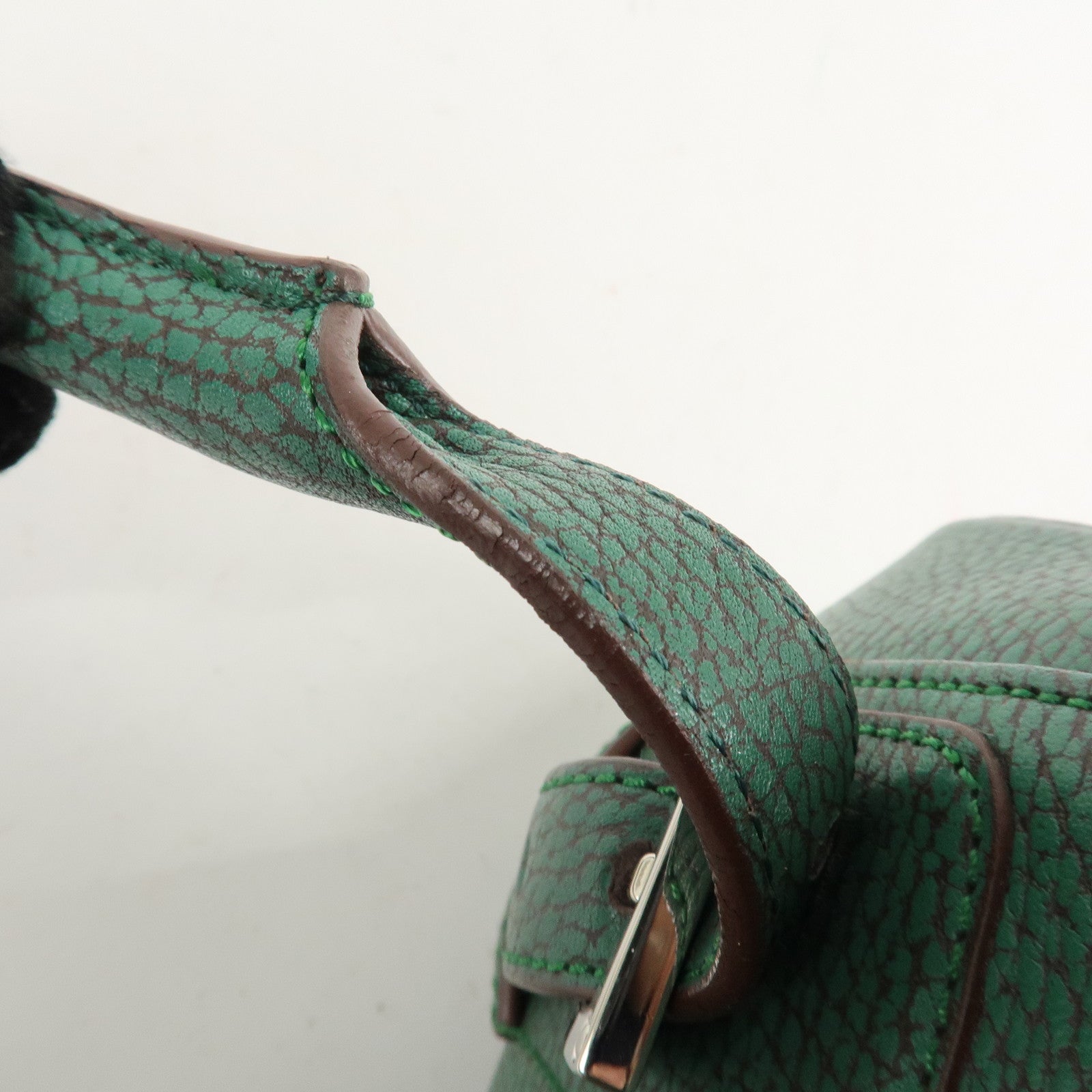 LOEWE Senda Leather Shoulder Bag Hand Bag Green Used