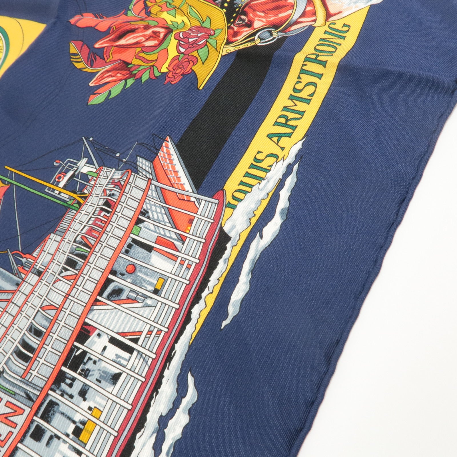 HERMES Carre 90 Silk 100% The Original New Orleans Creole Jazz Used