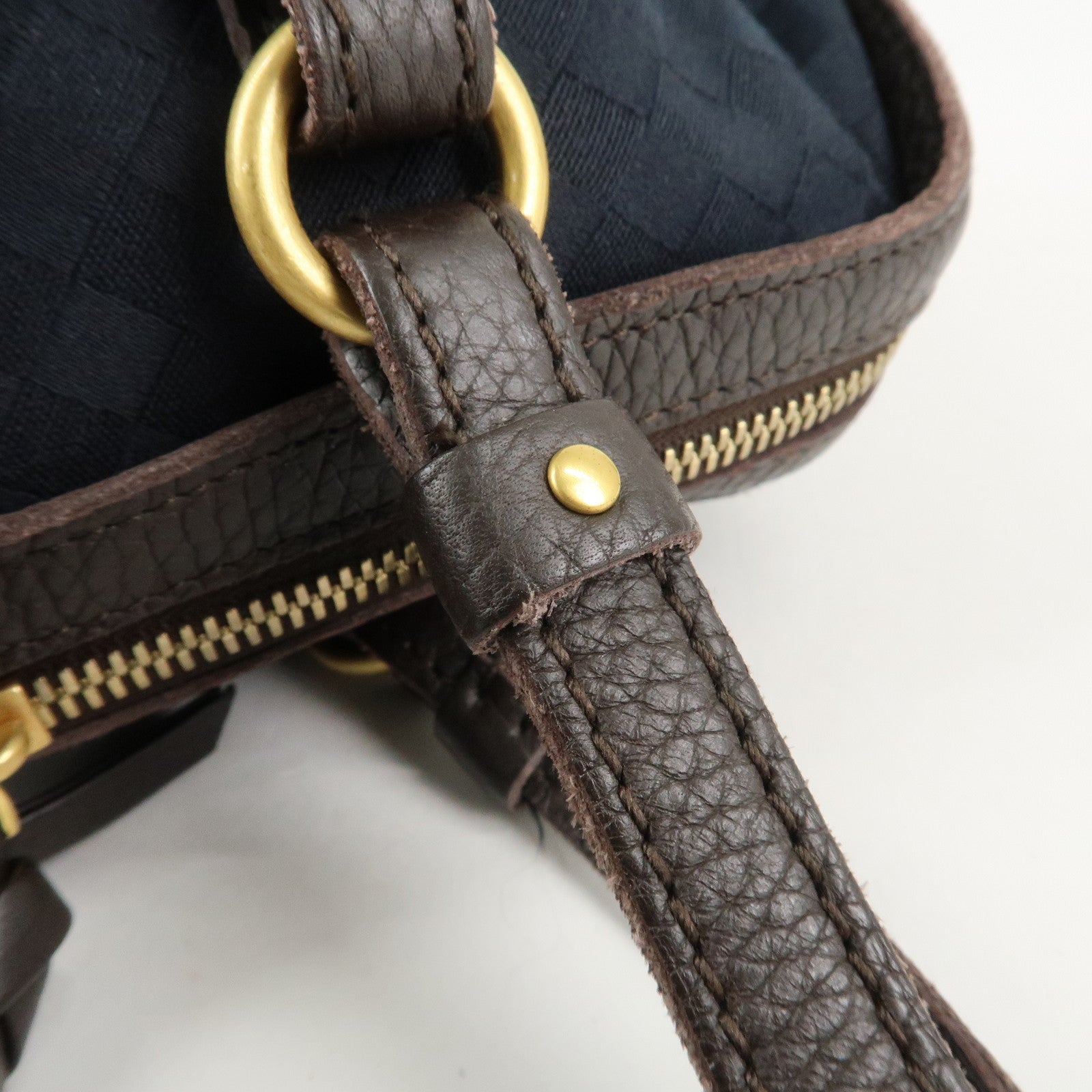 BOTTEGA VENETA Intrecciato Canvas Leather Mini Boston Bag 142470 Used