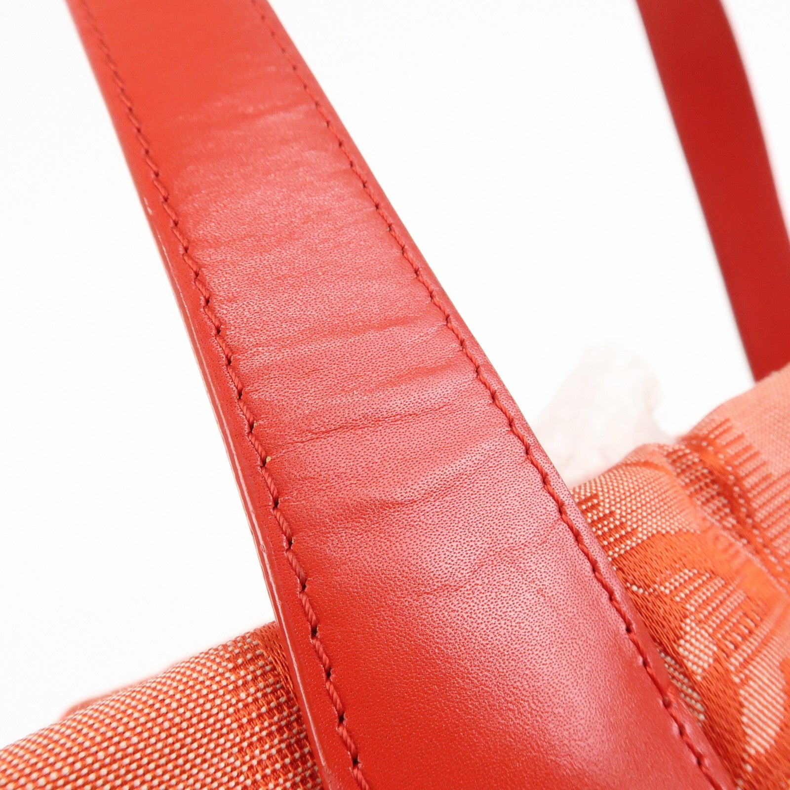 CHANEL New Travel Line Nylon Jacquard Leather Tote Bag Red A15991 Used