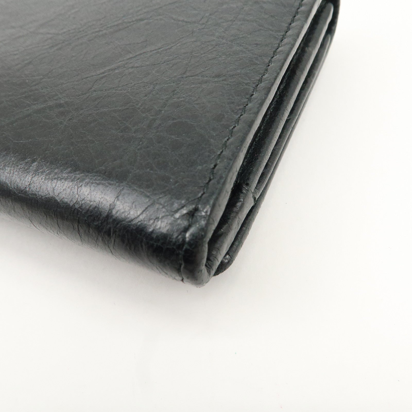 BALENCIAGA Giant Money Leather Bi-fold Long Wallet 233599 Black Used