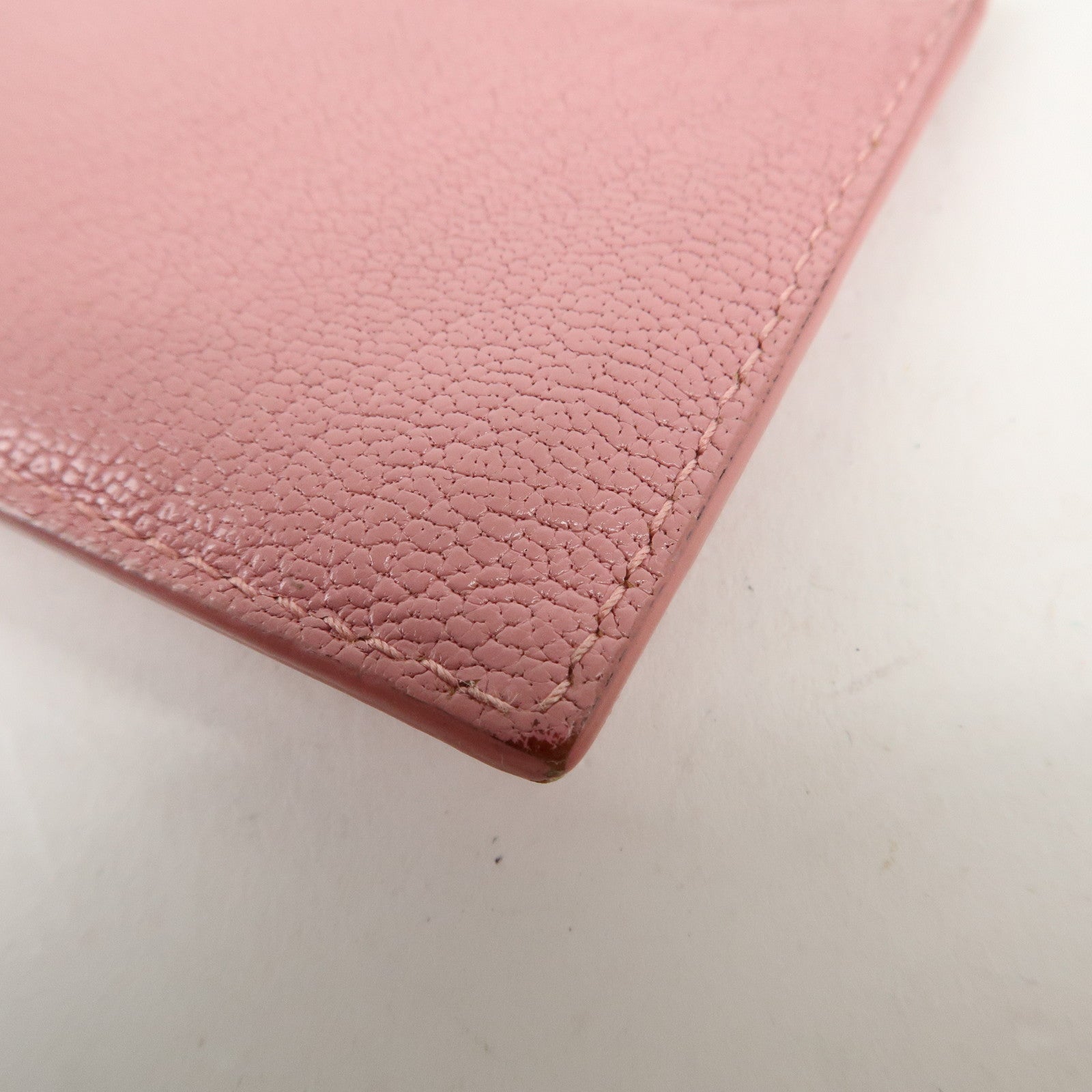 MIU MIU Leather Ribbon Card Case Pink Used