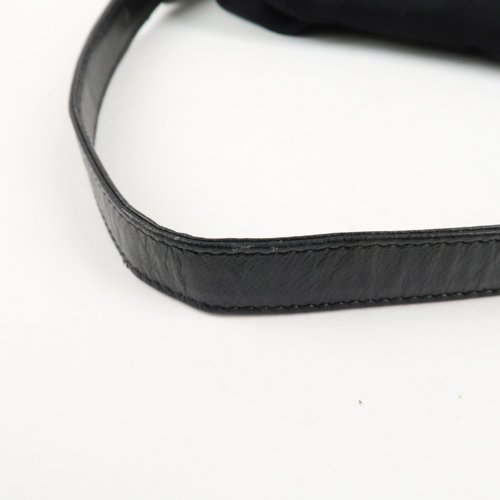 FENDI Mamma Baguette Nylon Jersey Leather Shoulder Bag Black Used