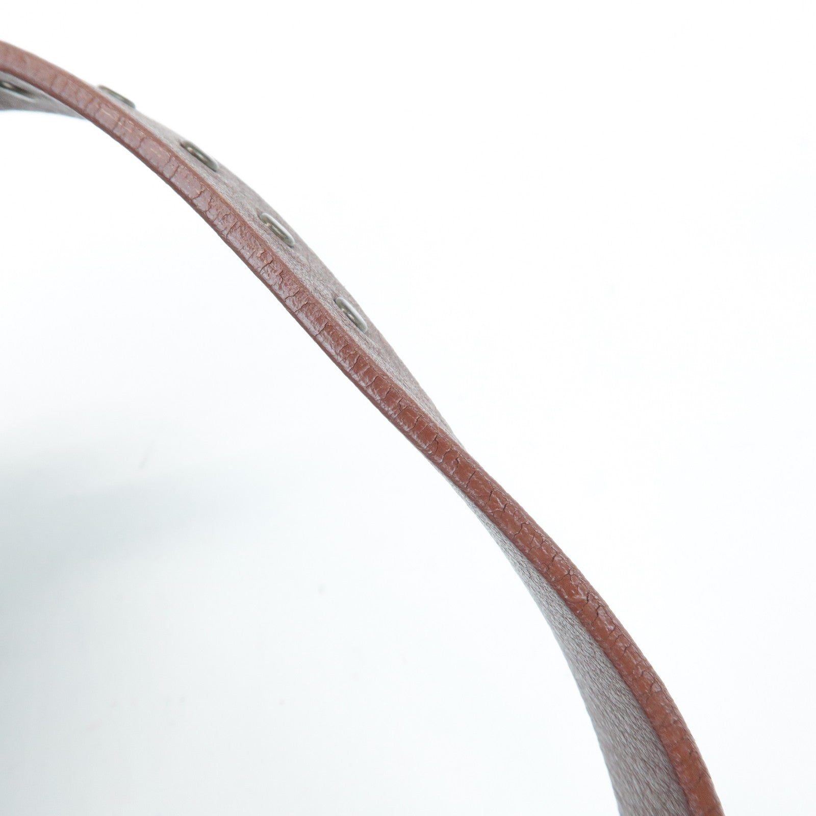 CELINE Macadam Denim Leather Shoulder Bag Blue Brown Used