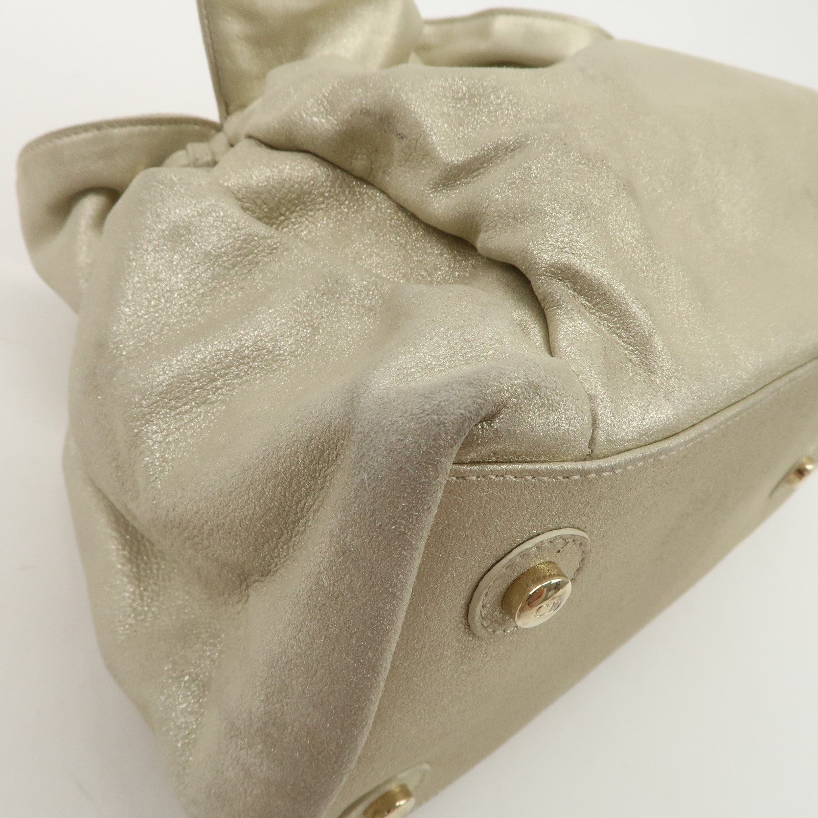 Christian Dior Leather Chain Shoulder Bag Tote Bag Silver Used