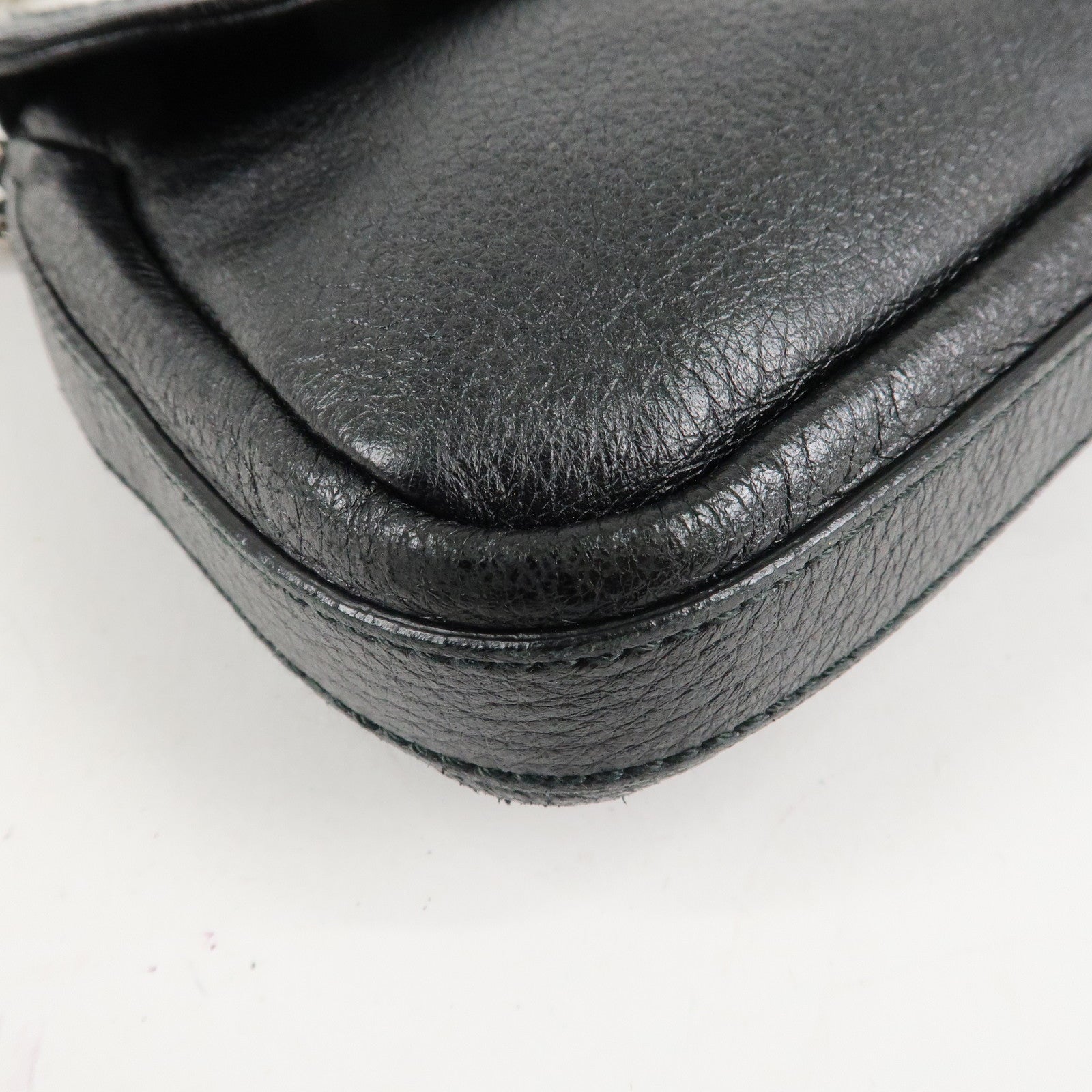GUCCI Bamboo Leather Chain Shoulder Bag Black 235320 Used