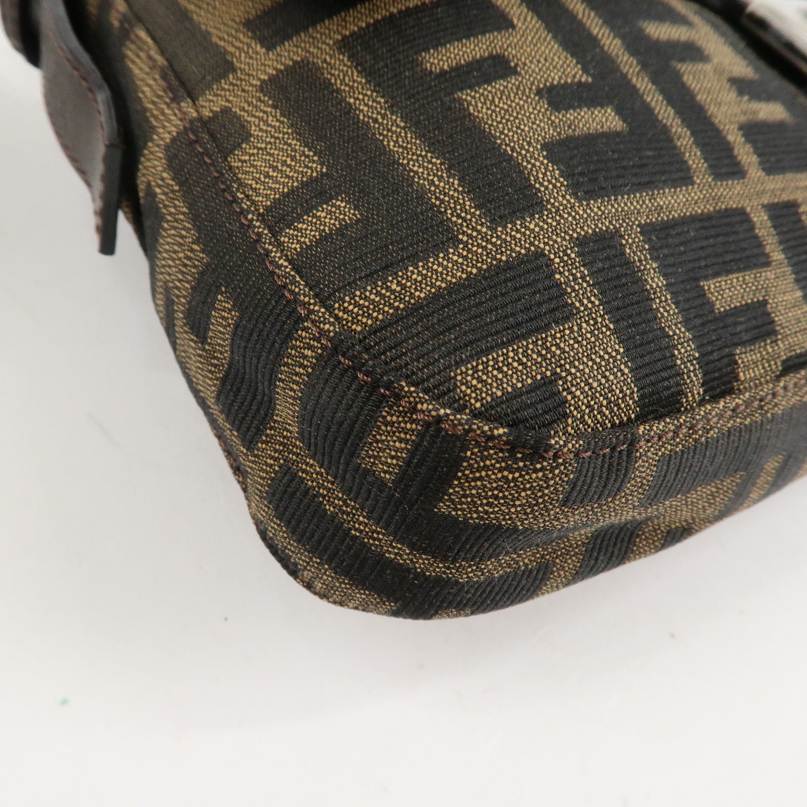 FENDI Mamma Baguette Zucca Canvas Shoulder Bag Brown 26424 Used