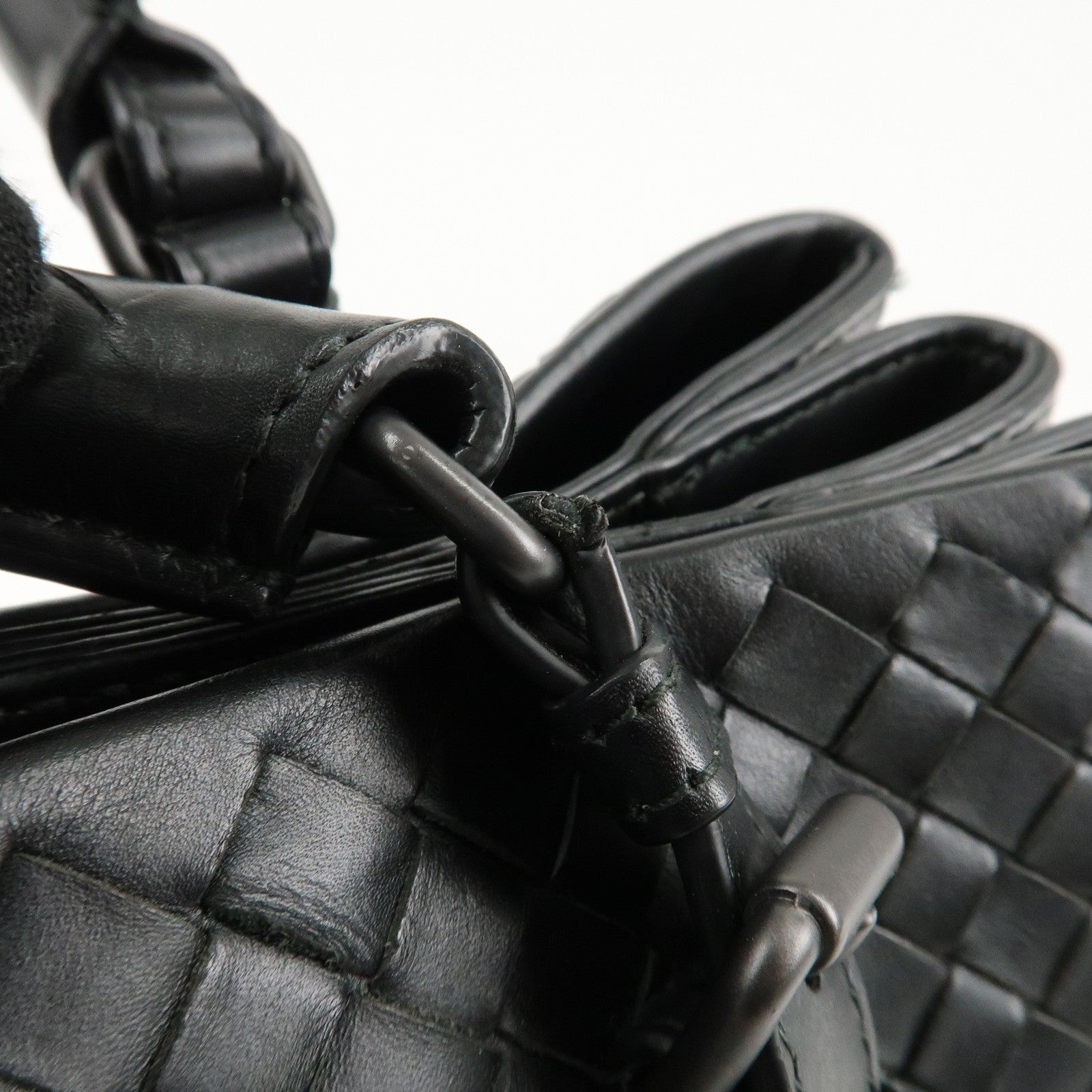 BOTTEGA VENETA Intrecciato Leather Tote Bag Hand Bag Black Used