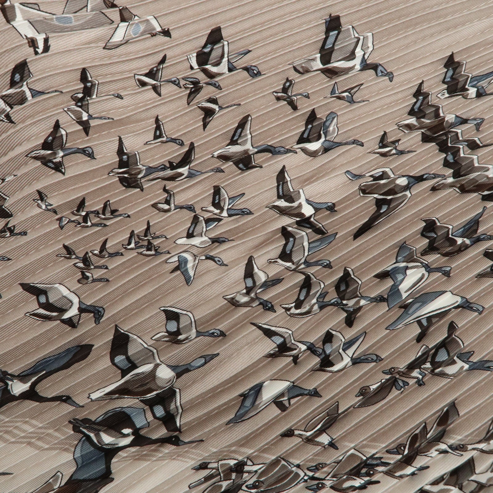 HERMES Silk 100% Pleats Carre Scarf LIBRES COMME L'AIR Gray Used