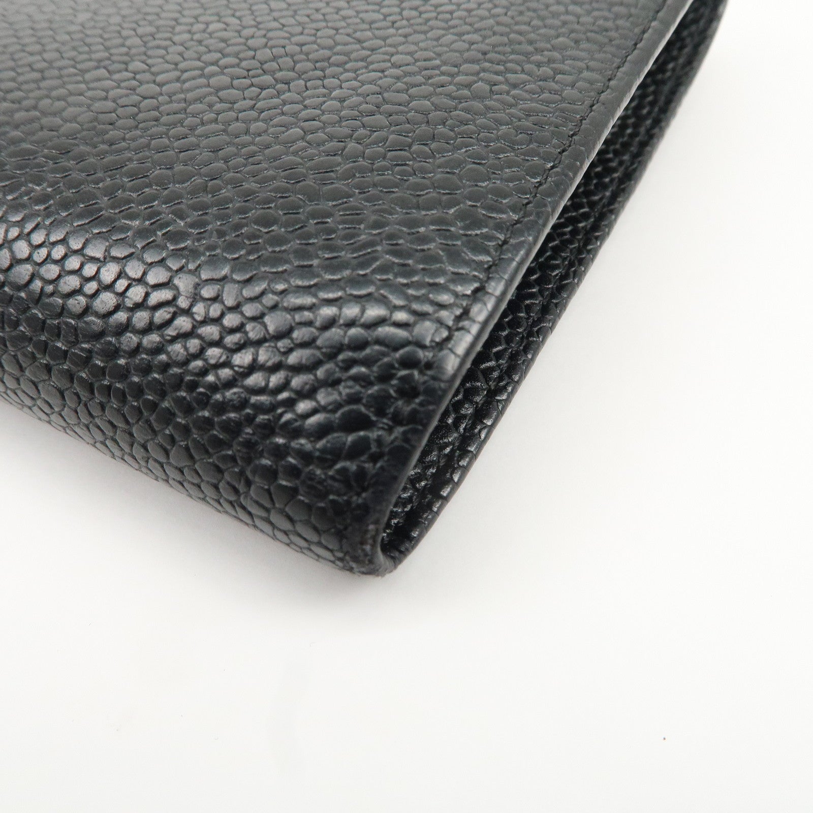 CHANEL COCO Mark Caviar Skin Bi-fold Wallet Black Used