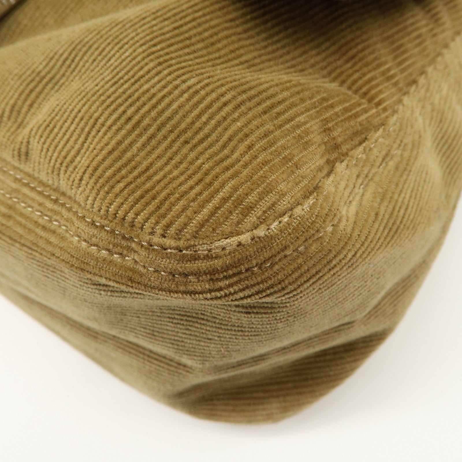 FENDI Mamma Baguette Corduroy Shoulder Bag Khaki 26325 Used