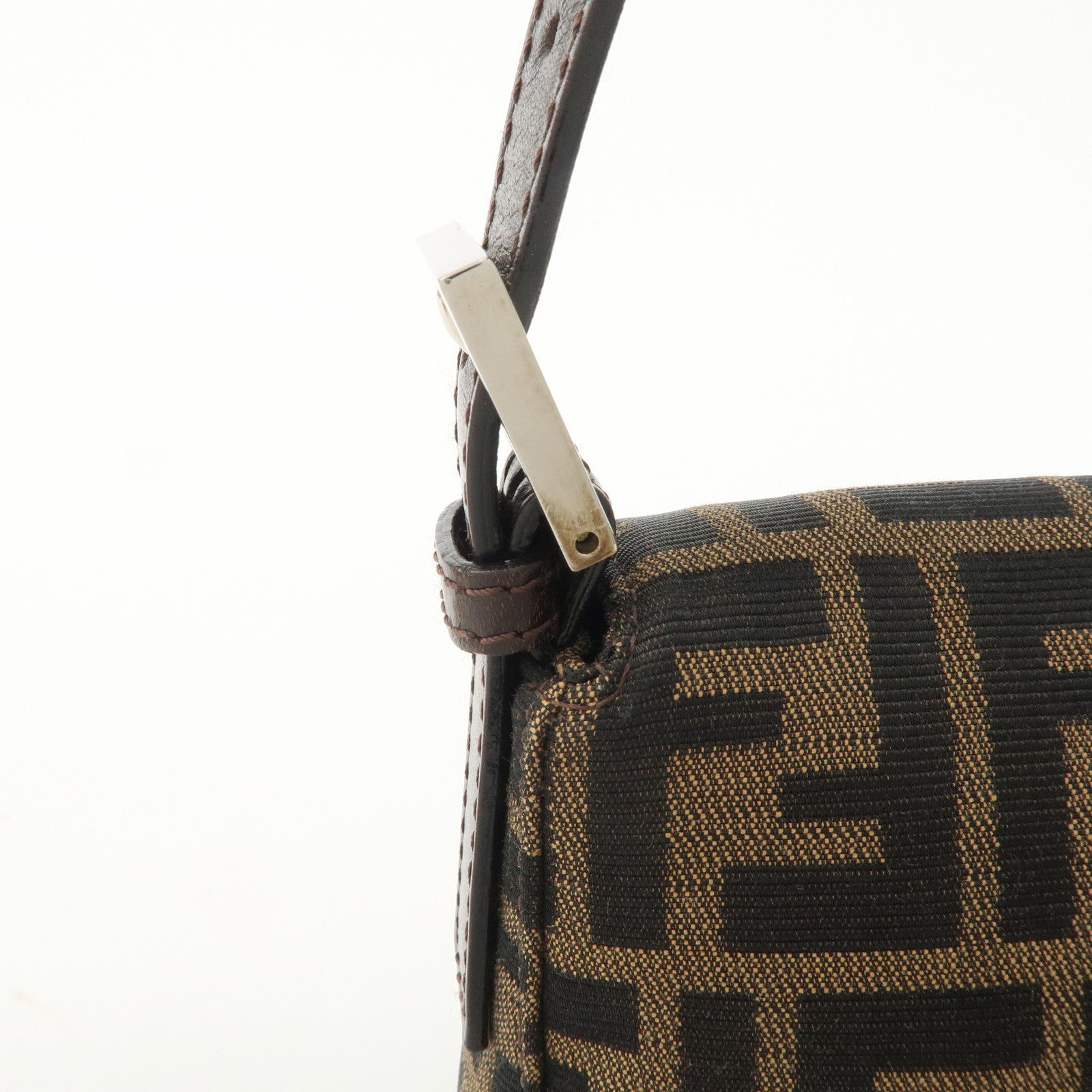 FENDI Mamma Baguette Zucca Canvas Leather Shoulder Bag 26424 Used