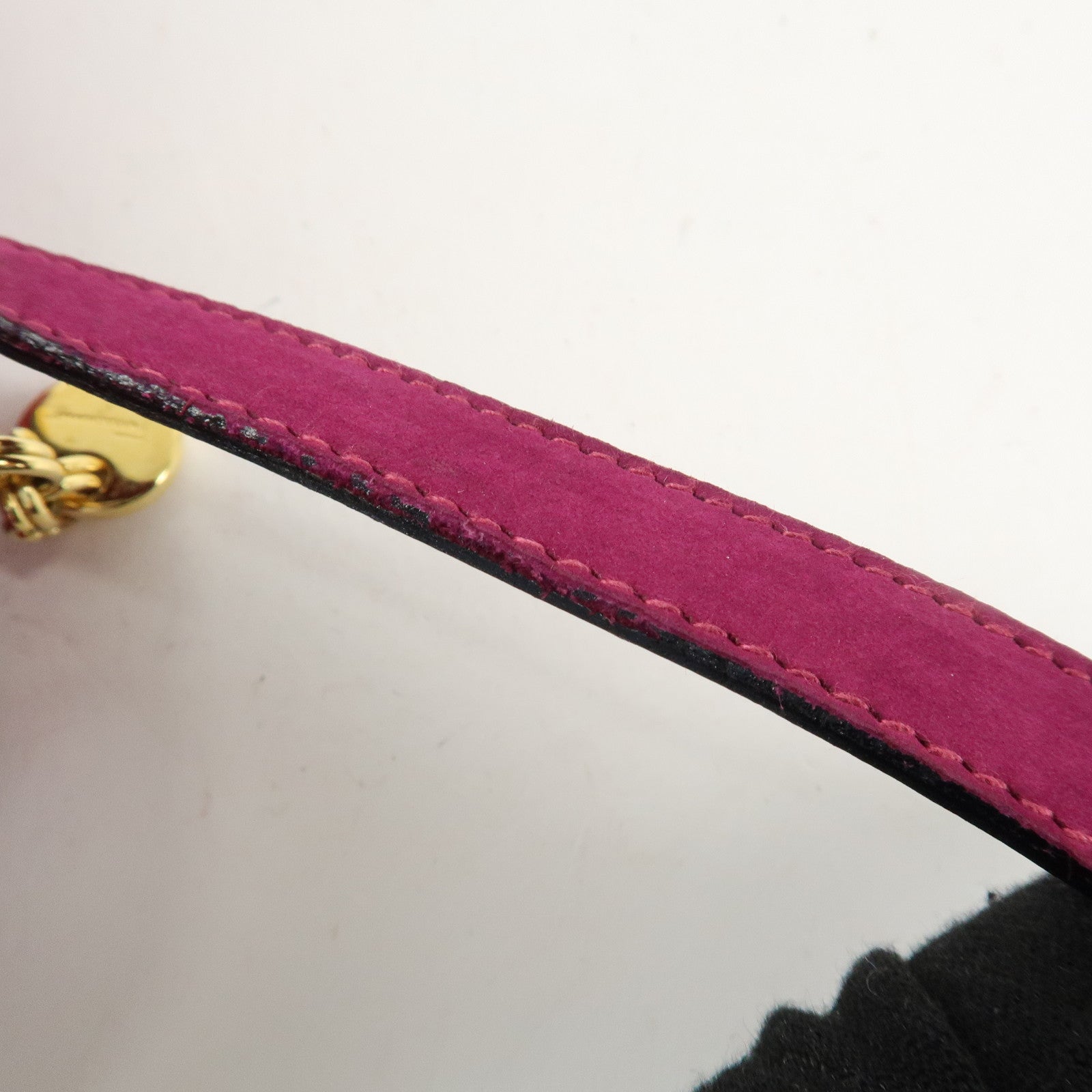 Ferragamo Vara Ribbon Suede Leather Shoulder Bag Purple Used