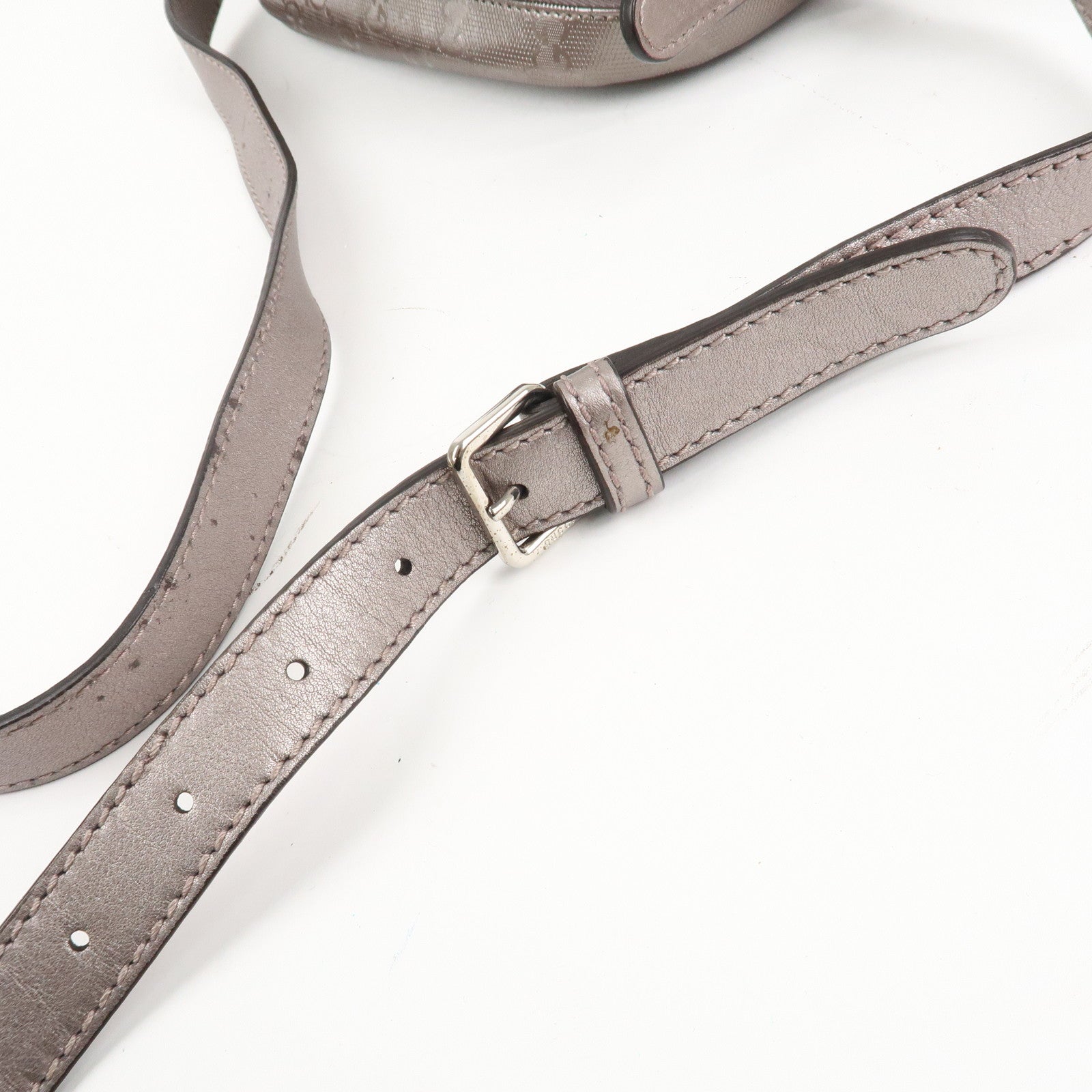 GUCCI GG Imprime PVC Leather Shoulder Bag Metallic Rose gold 233268 Used