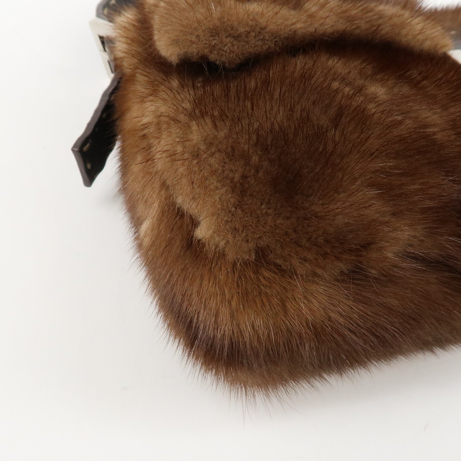 FENDI Mamma Baguette Selleria Mink Leather Shoulder Bag 8BR101 Used