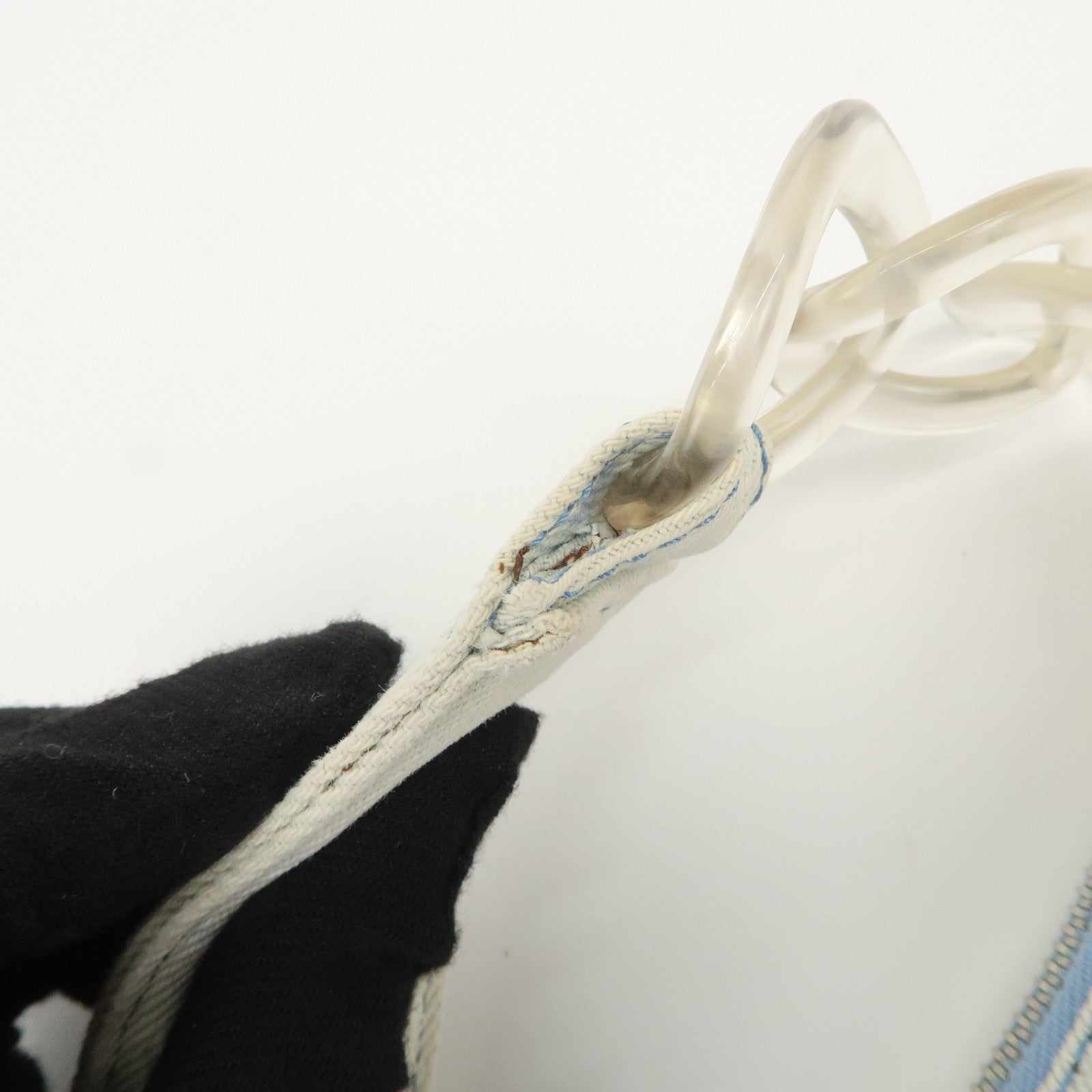 CHANEL Denim Plastic COCO Mark One Shoulder Bag Light Blue Used
