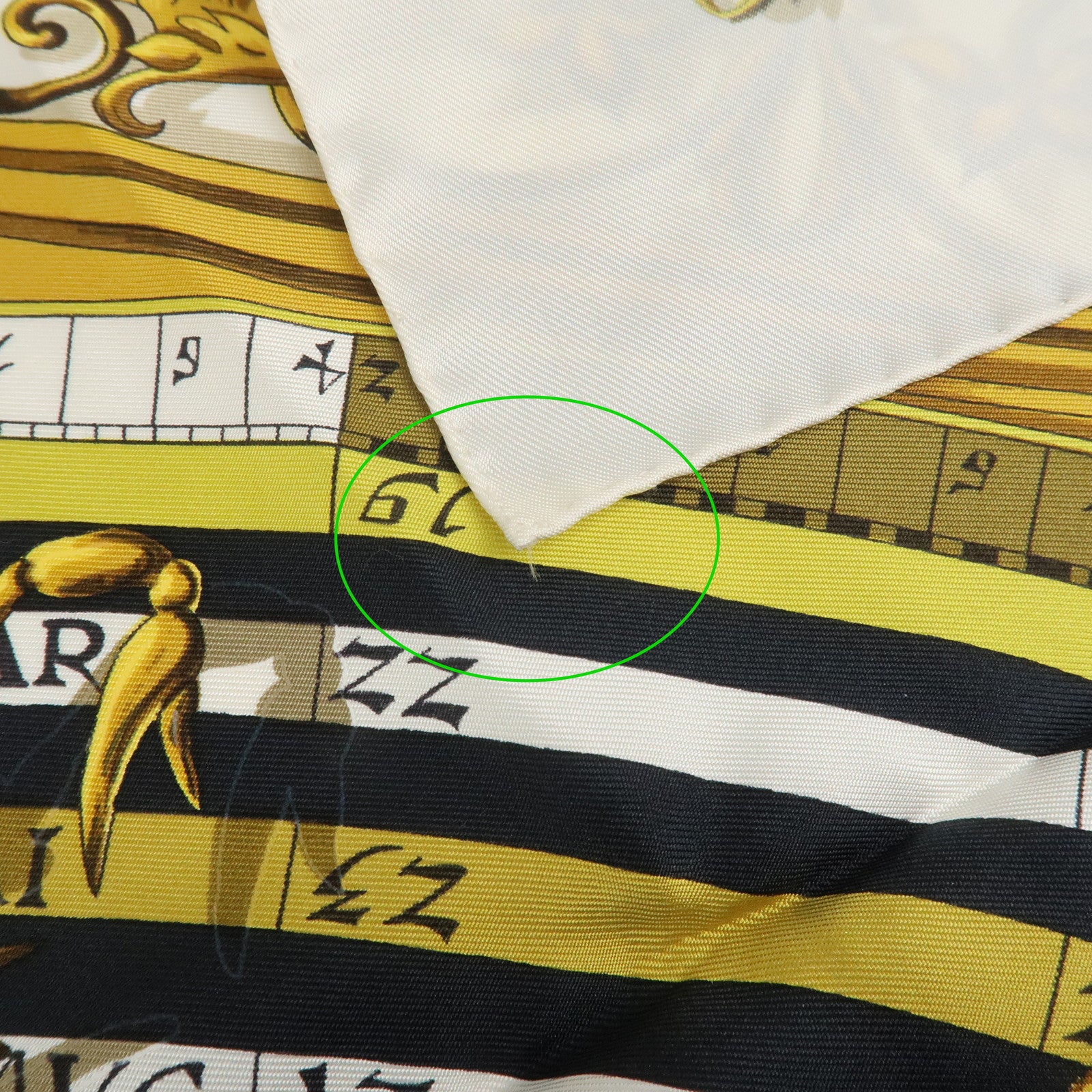 HERMES Carre 90 Silk 100% Scarf DIES ET HORE White Gold Black Used