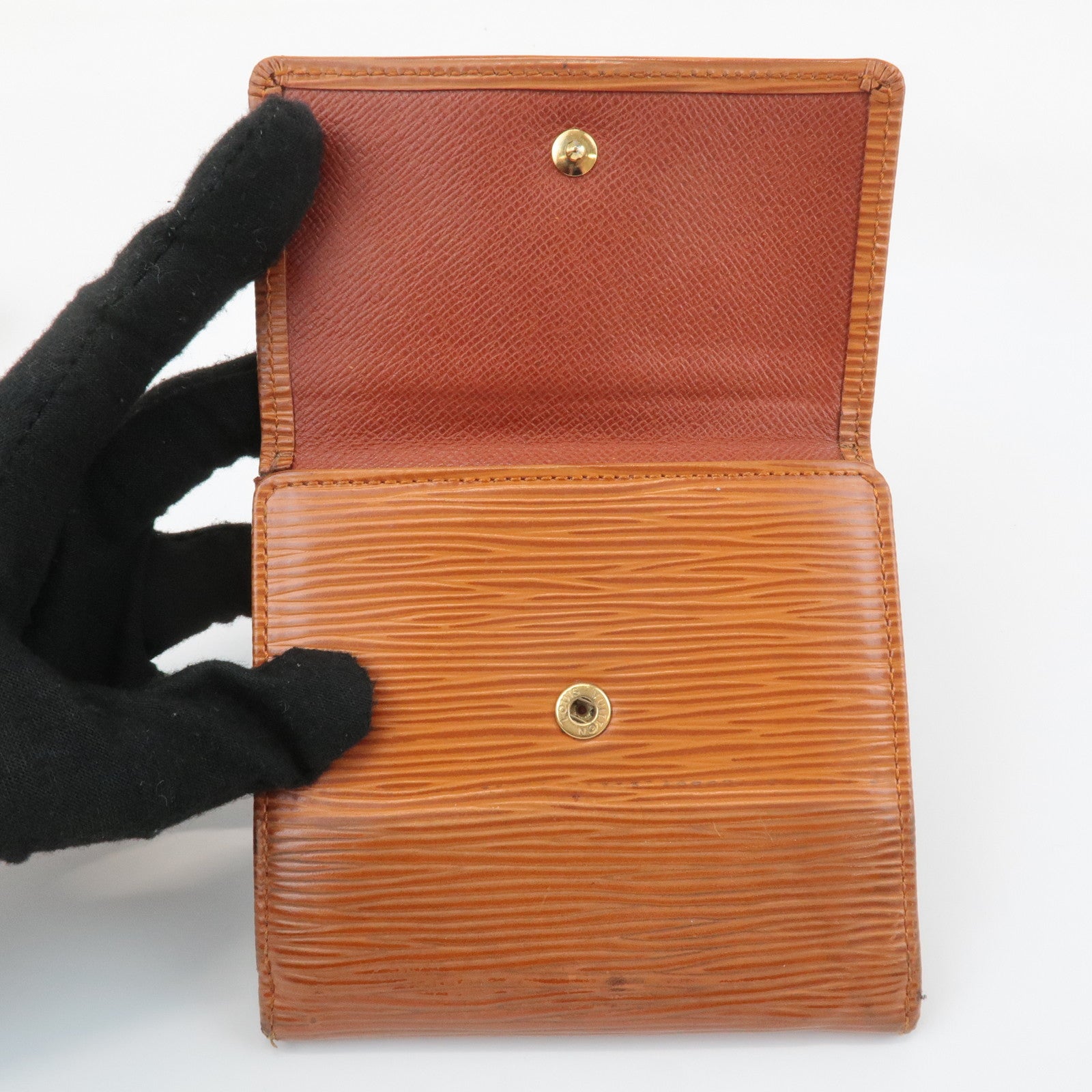 Louis Vuitton Set of 2 Epi Wallet Noir Kenya Brown M63642 M63483 Used