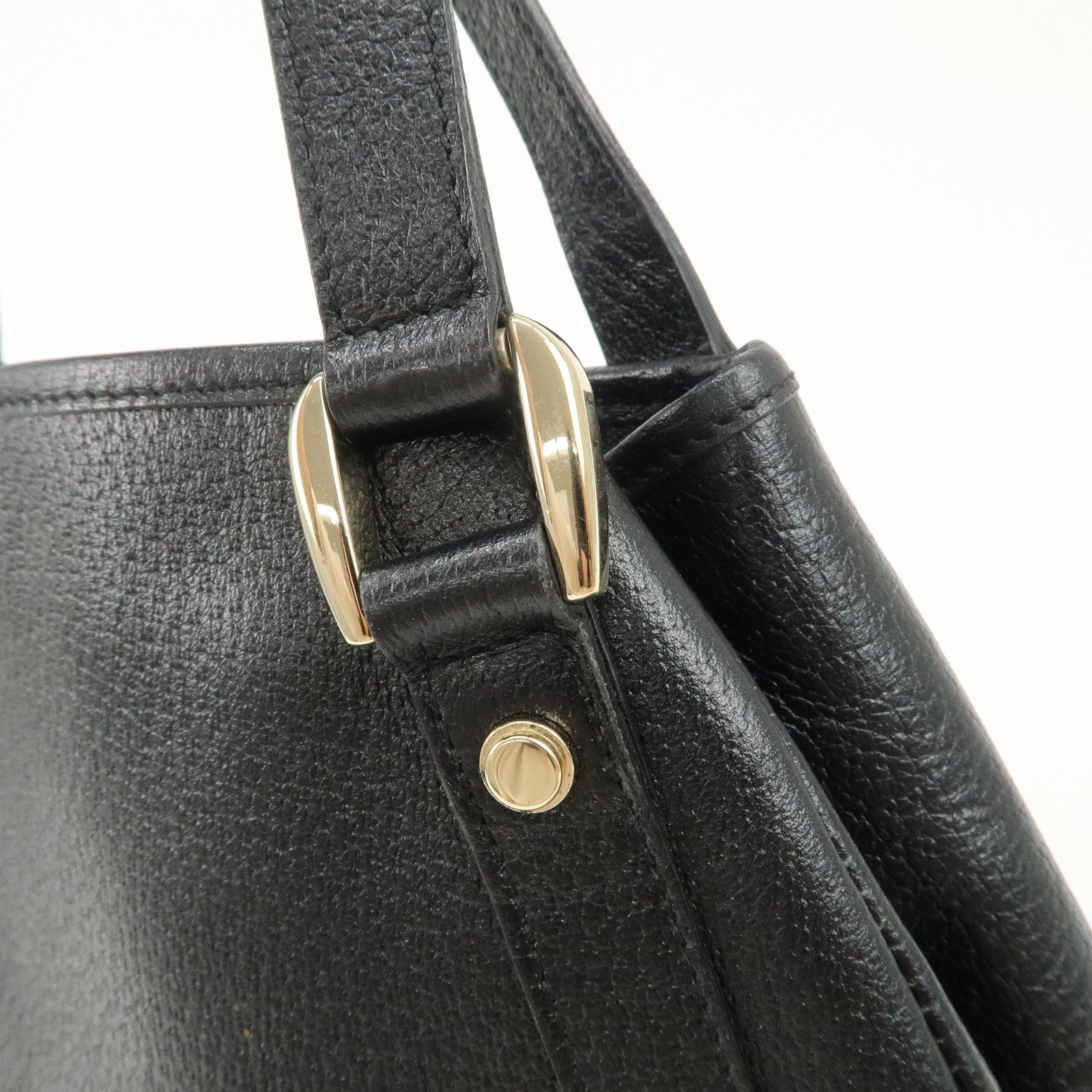 GUCCI Abbey Leather Tote Bag Hand Bag Black 130736 Used