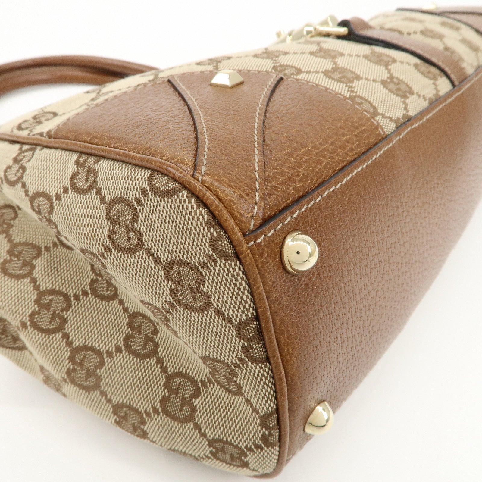 GUCCI New Jackie GG Canvas Leather Shoulder Bag Beige Brown 124407 Used