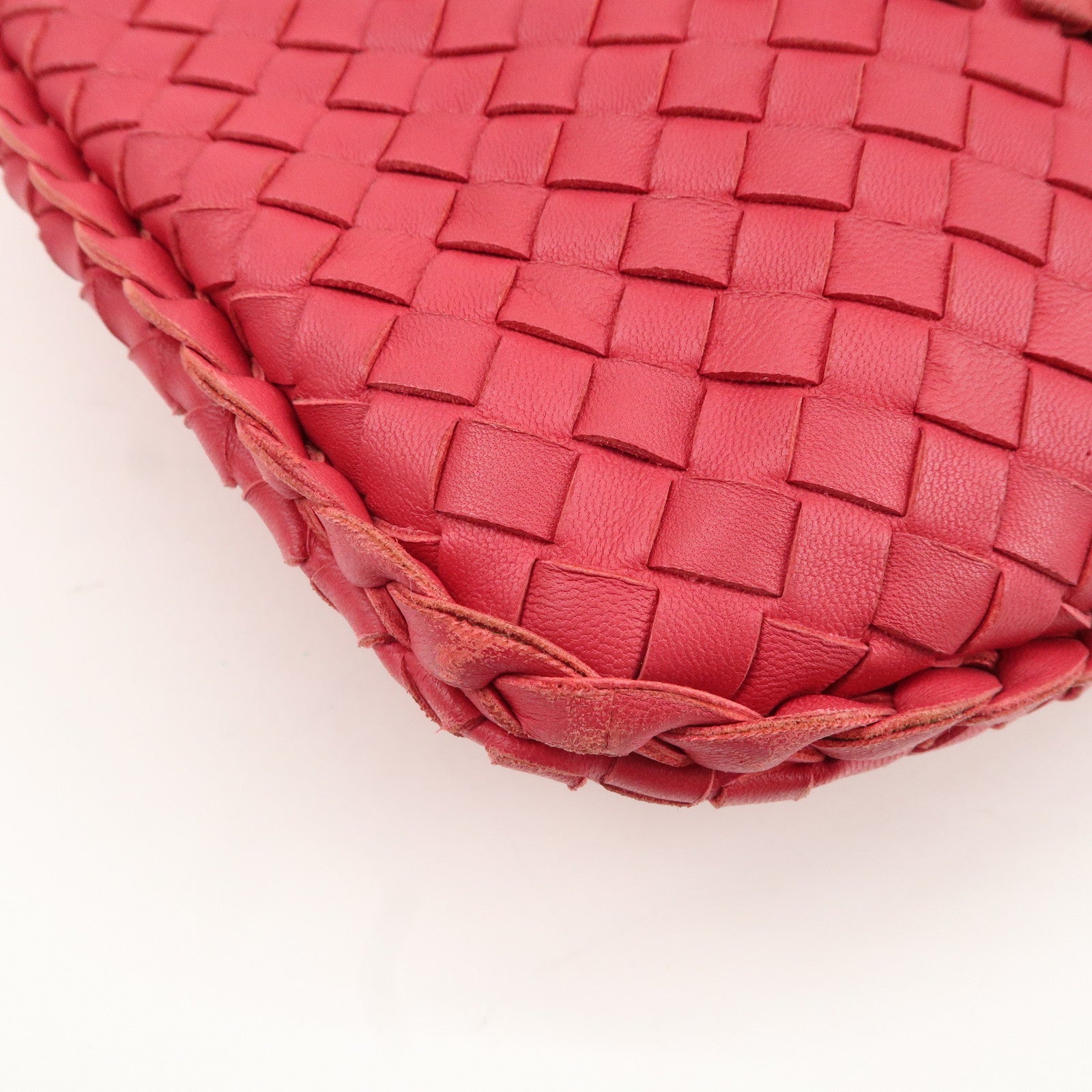 BOTTEGA VENETA Hobo Intrecciato Leather Shoulder Bag Pink 115653 Used