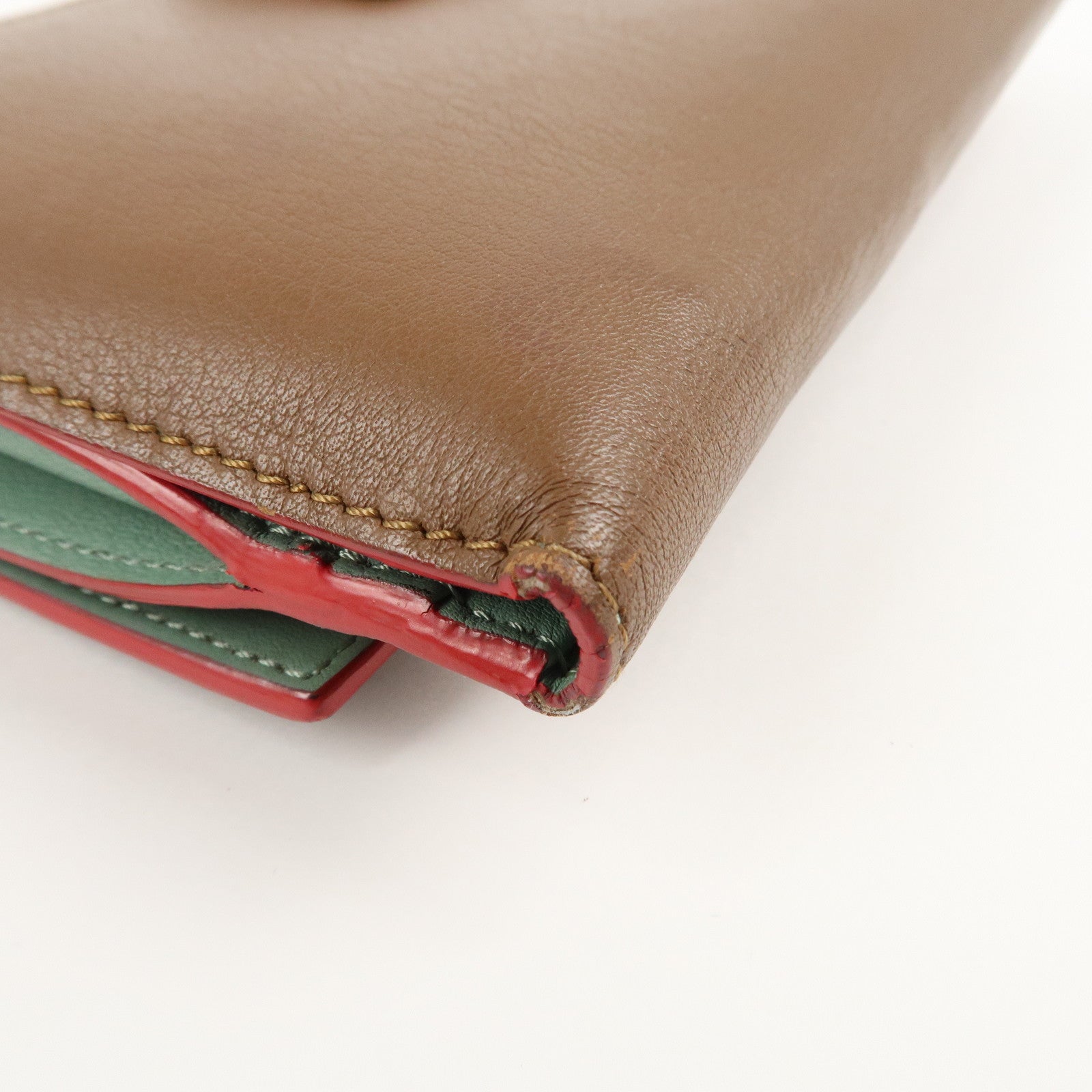 FENDI Leather Peekaboo Continental Wallet Brown 8M0308 Used